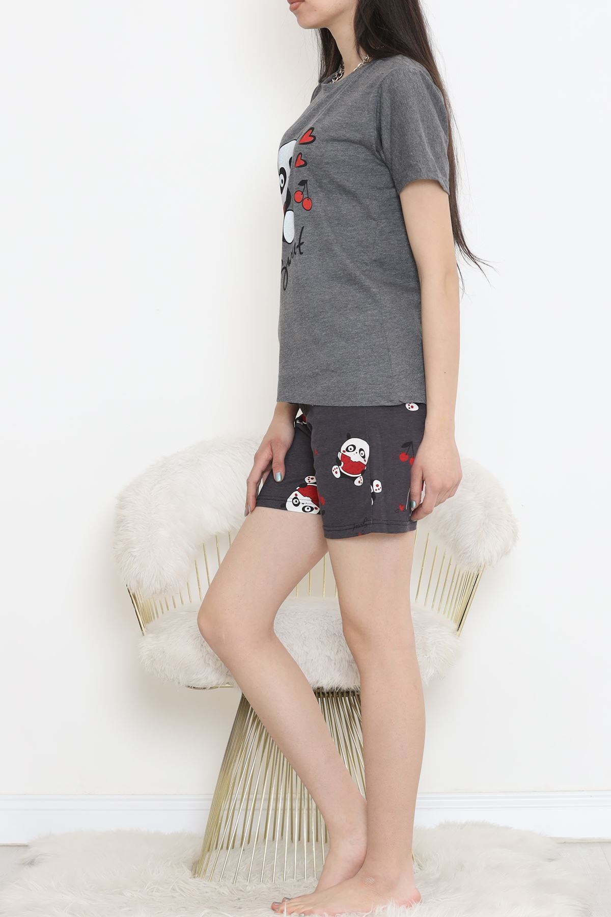 Desenli Şortlu Takım Fümebeyaz - 15280.1773.