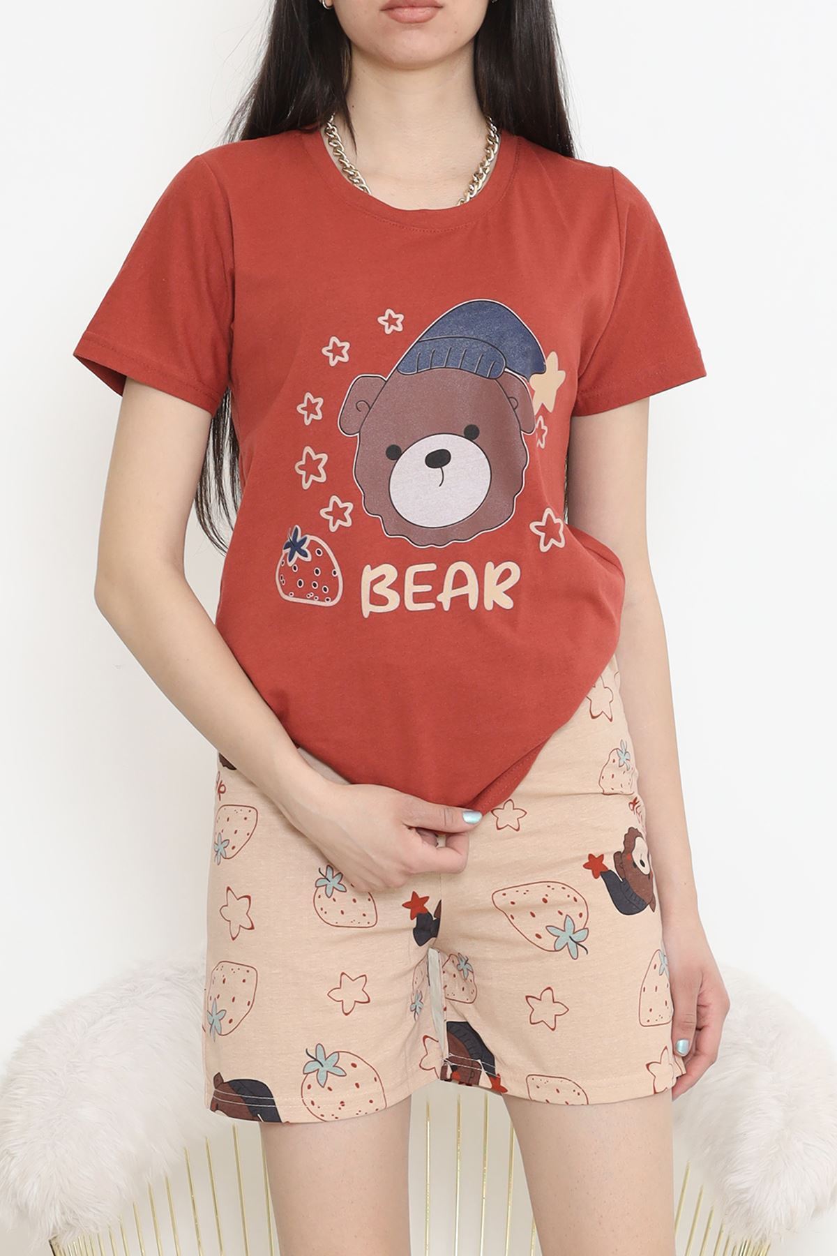 Desenli Şortlu Takım Koyukiremit - 15280.1773.