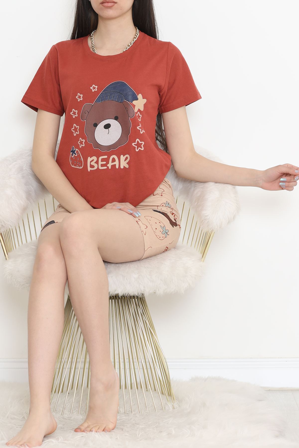 Desenli Şortlu Takım Koyukiremit - 15280.1773.