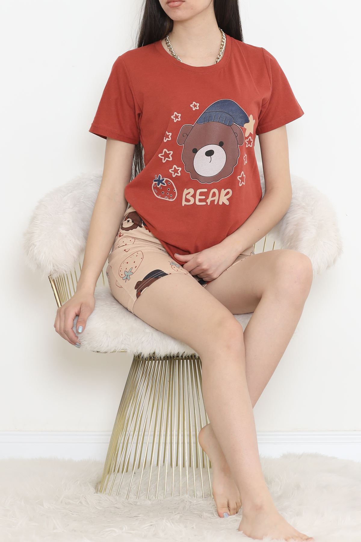 Desenli Şortlu Takım Koyukiremit - 15280.1773.