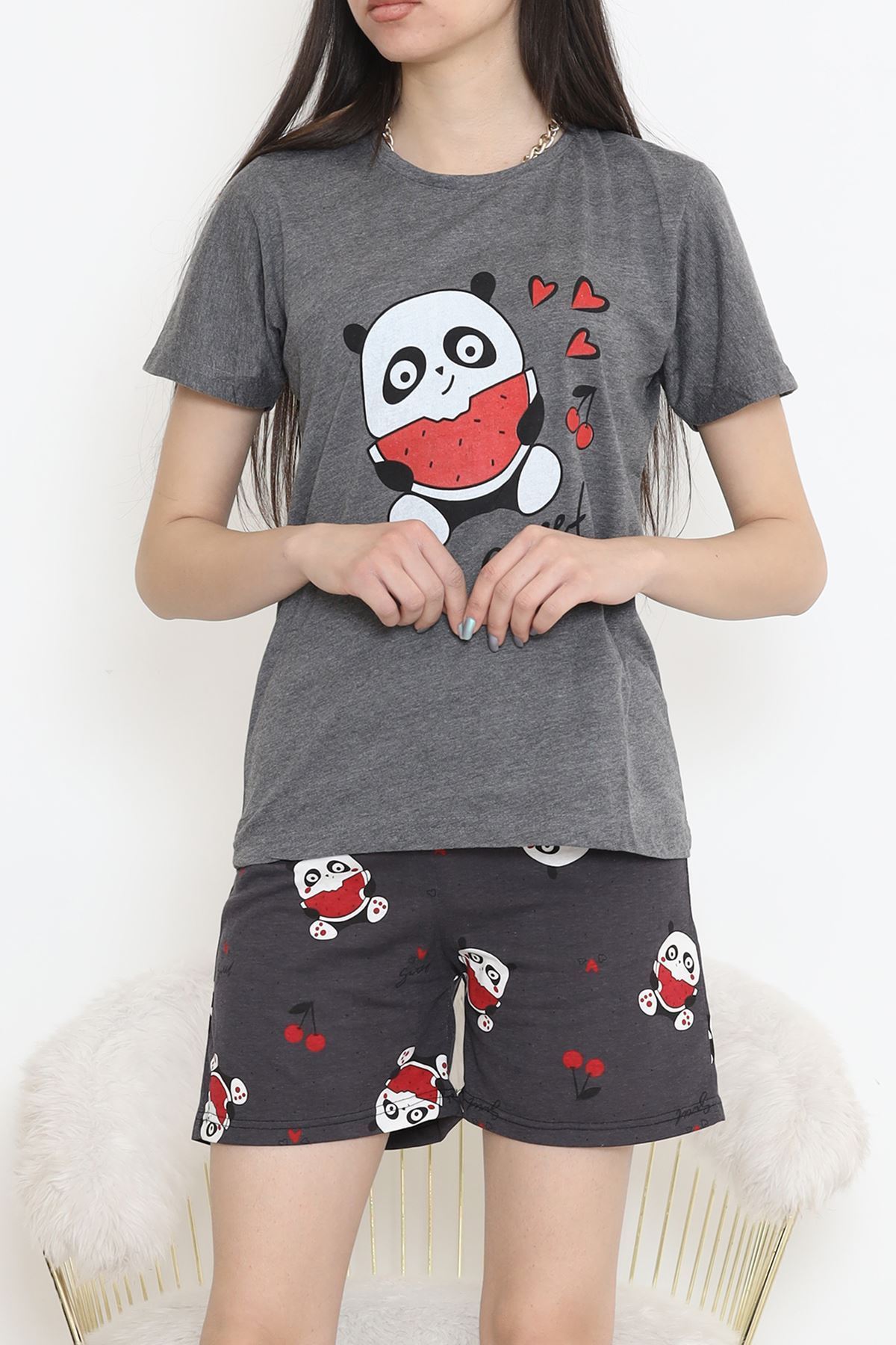 Desenli Şortlu Takım Fümebeyaz - 15280.1773.