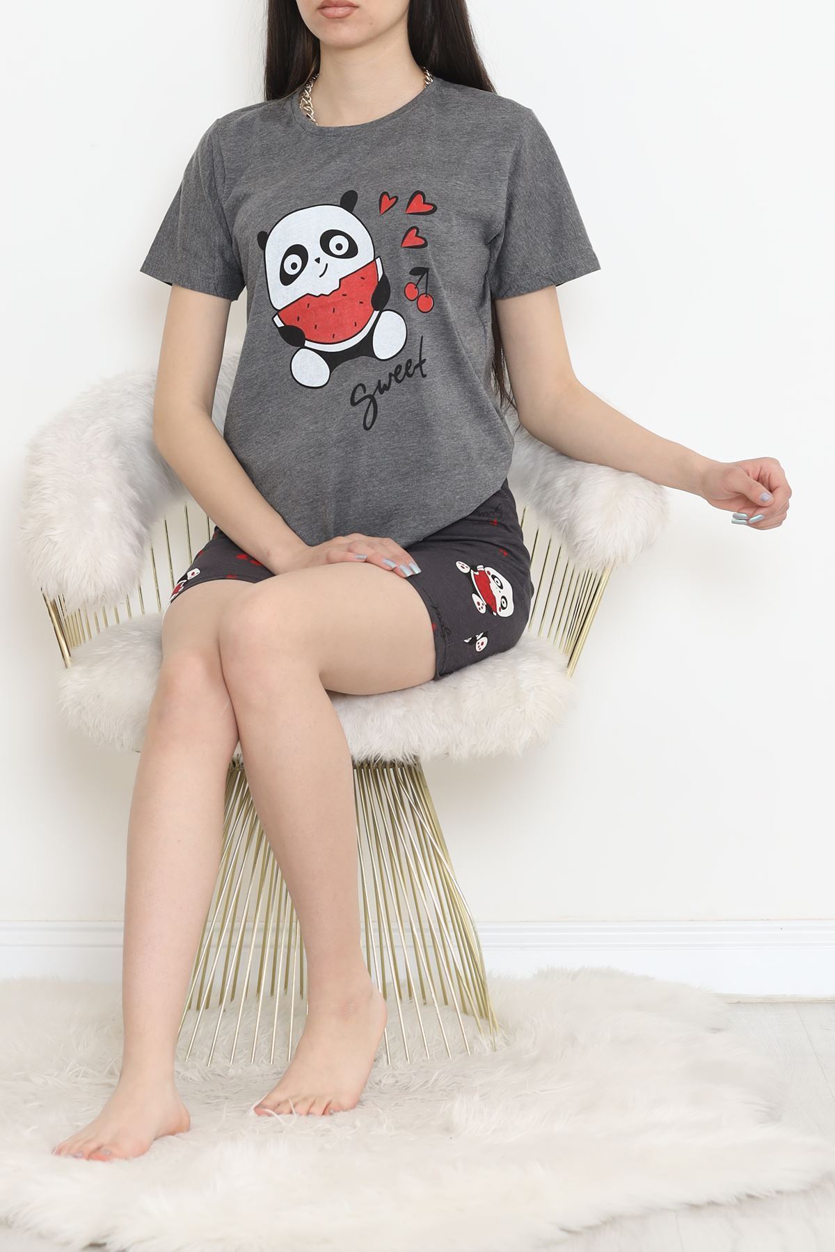 Desenli Şortlu Takım Fümebeyaz - 15280.1773.