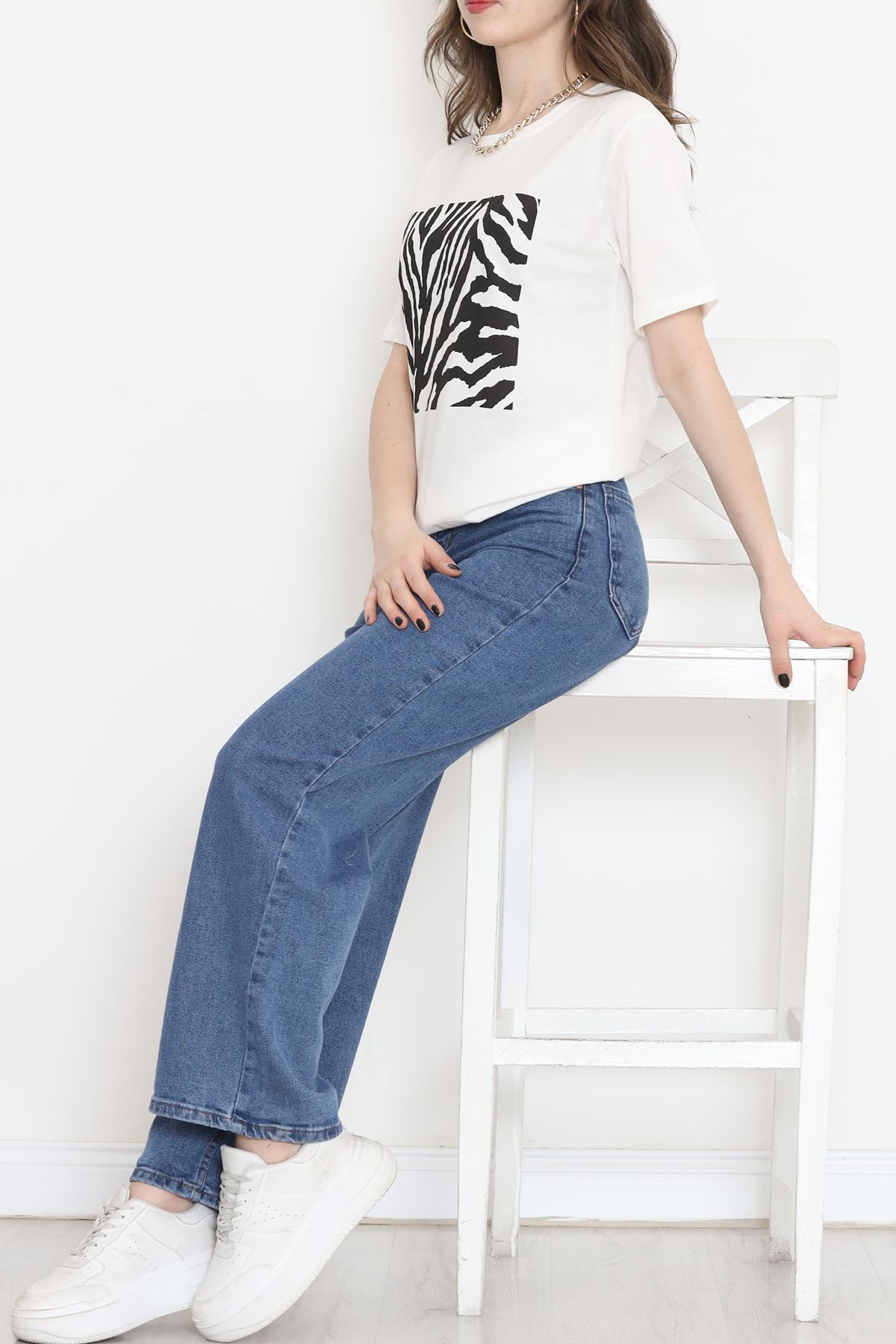 Panel Baskılı Pamuk Tişört Siyah - 873.1019.