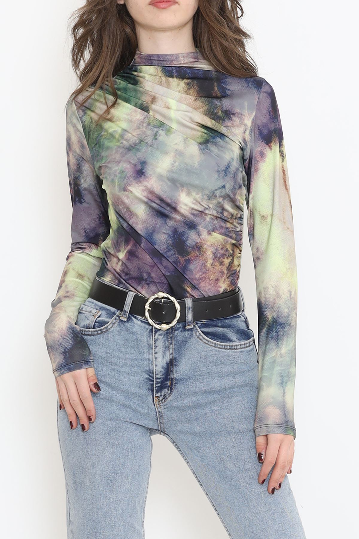 Desenli Bluz Yeşil - 3712.1595.