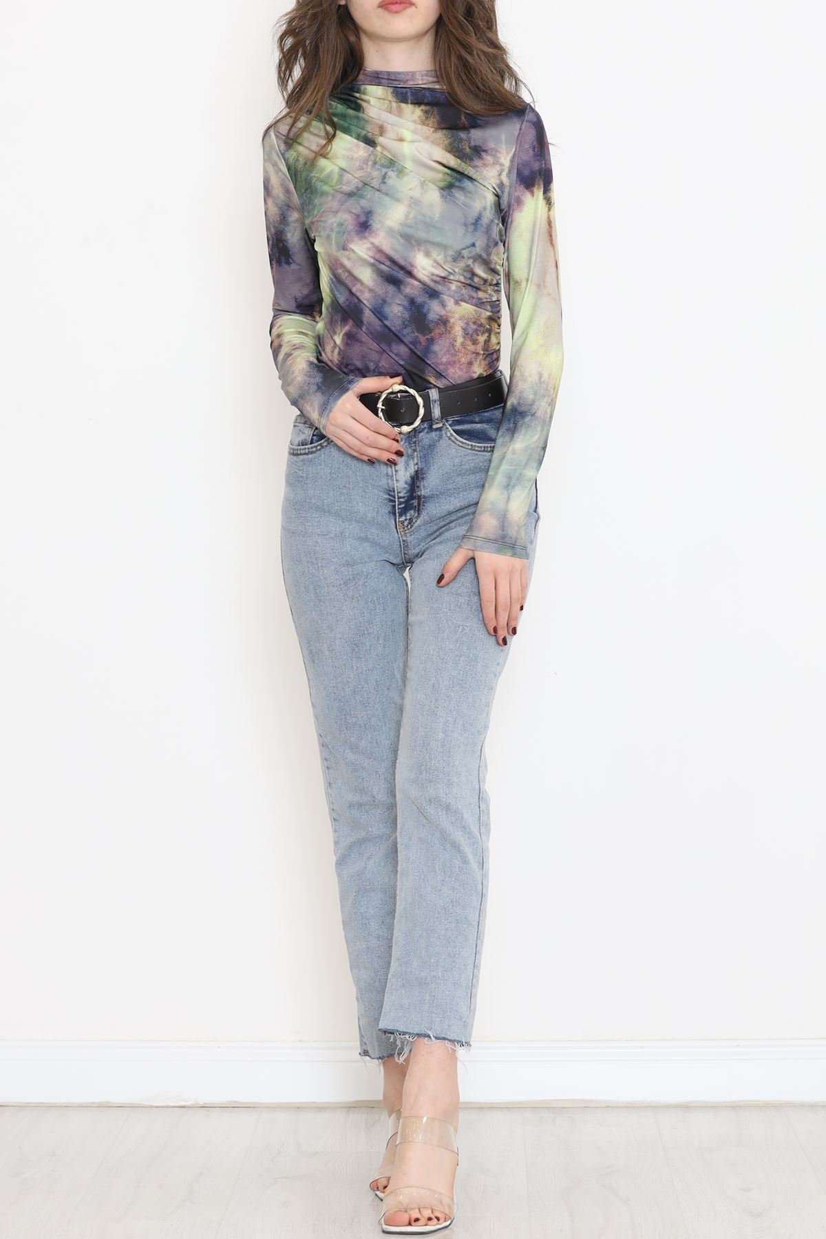 Desenli Bluz Yeşil - 3712.1595.