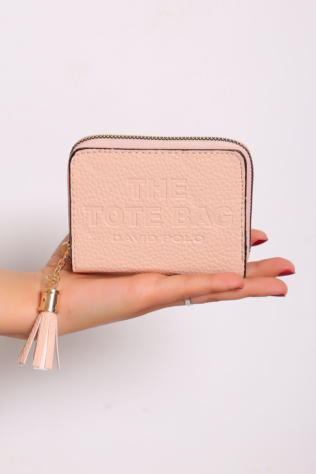 Püskül Detaylı Deri Cüzdan Pudra - 15807.915.