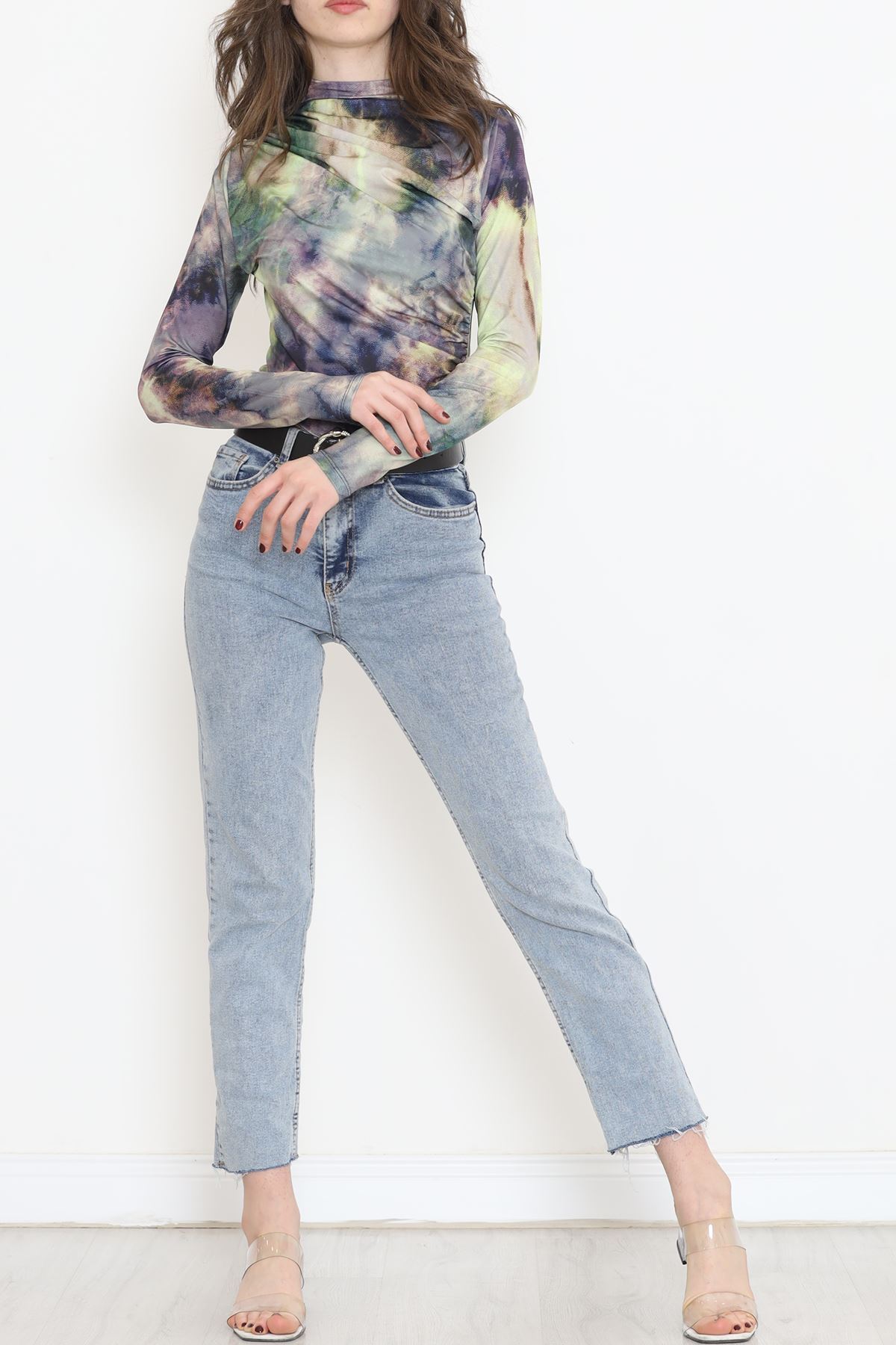 Desenli Bluz Yeşil - 3712.1595.