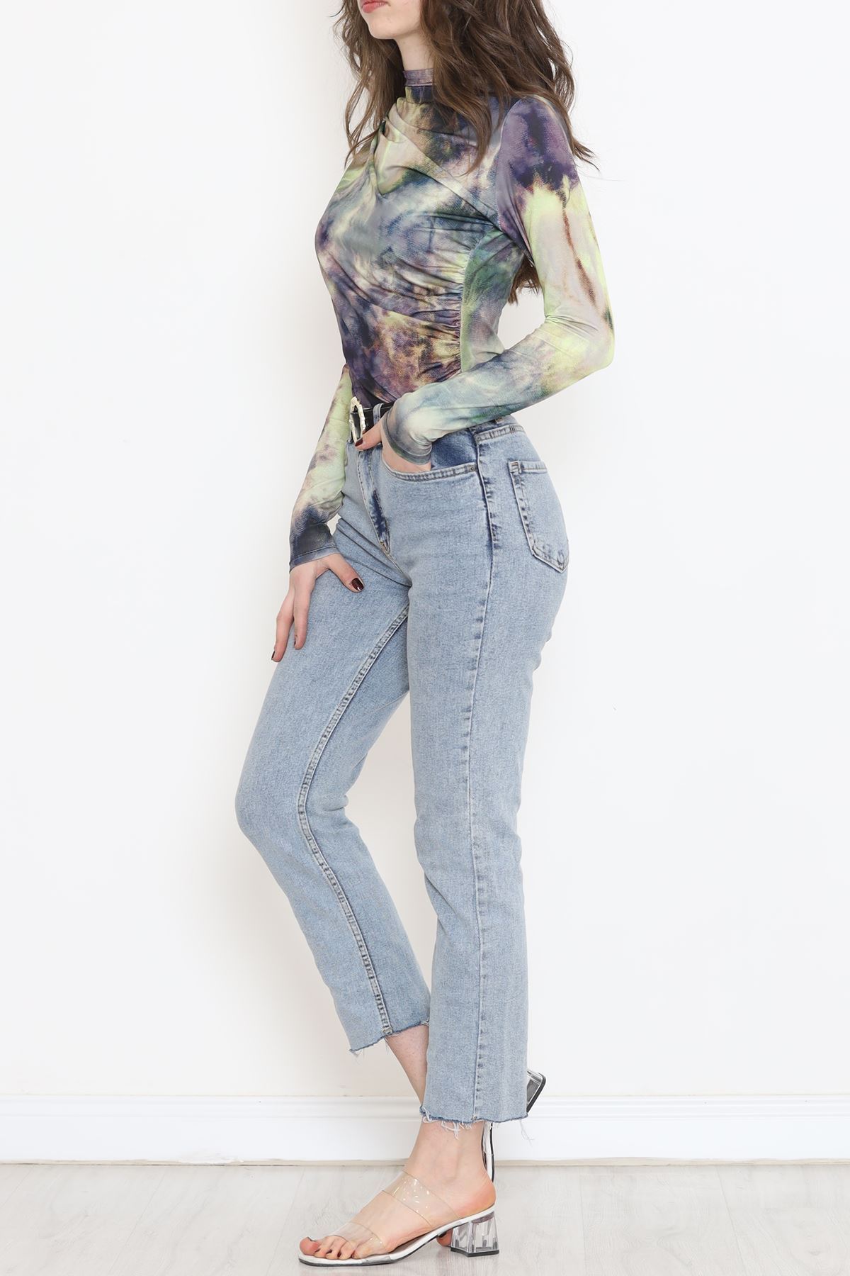 Desenli Bluz Yeşil - 3712.1595.