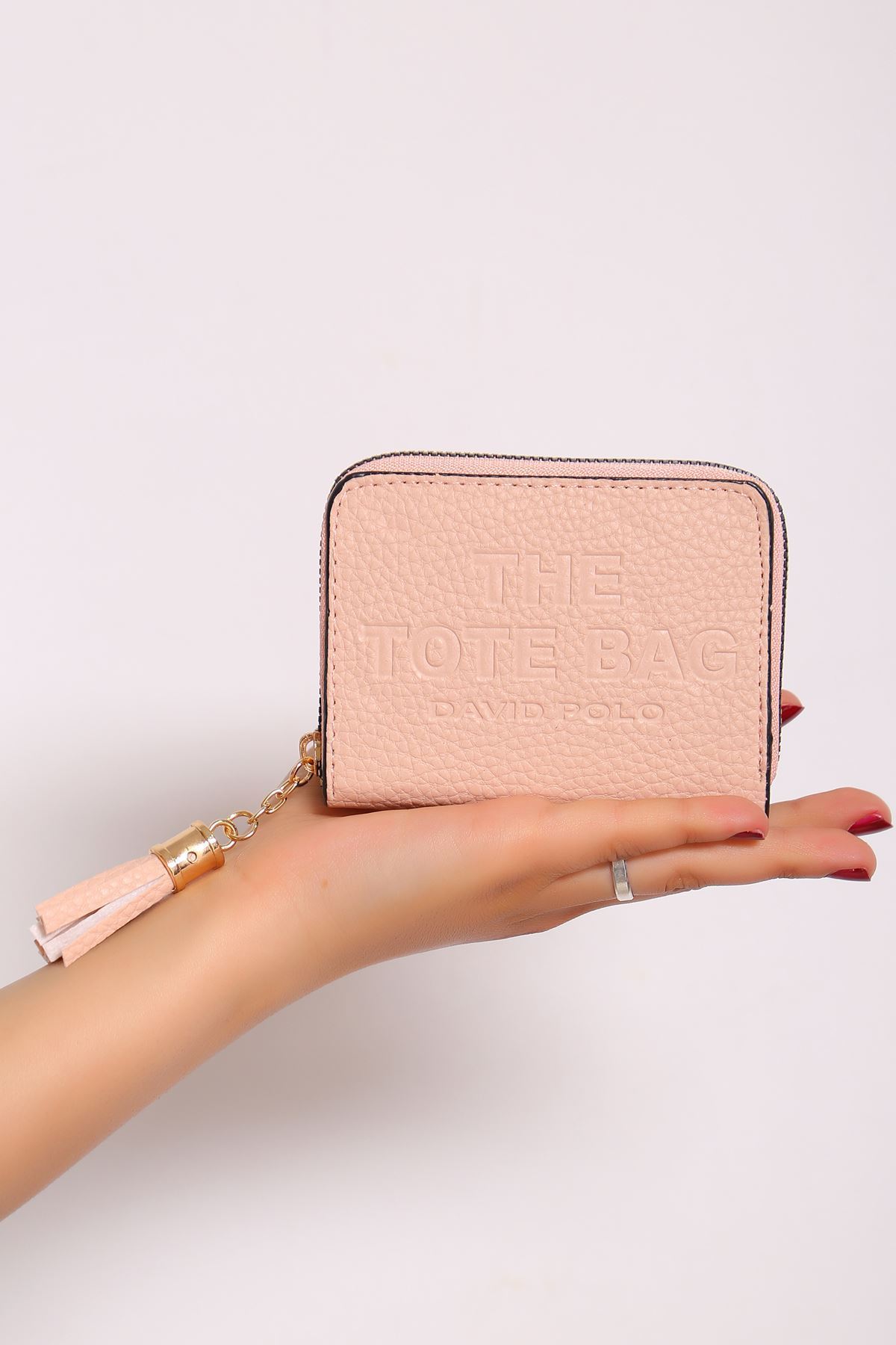 Püskül Detaylı Deri Cüzdan Pudra - 15807.915.