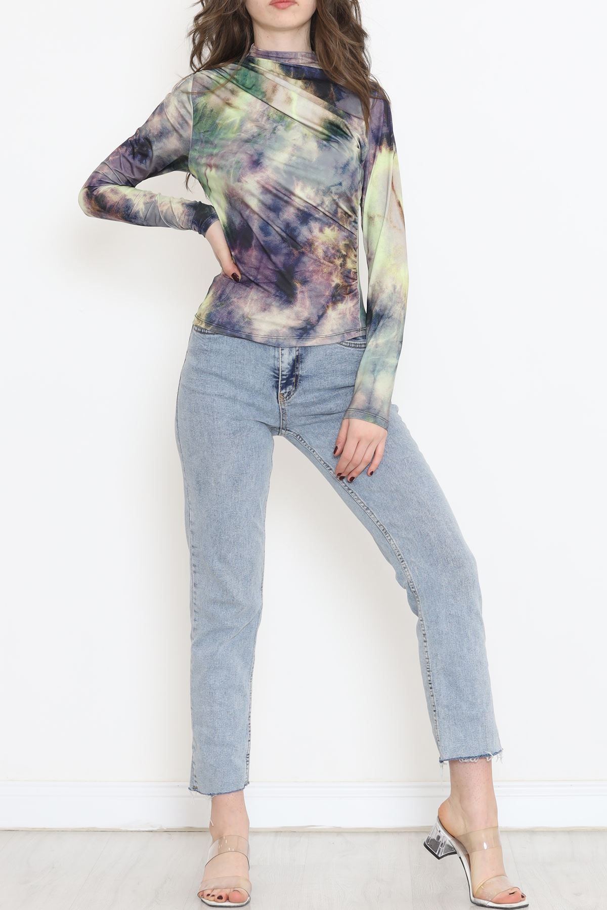 Desenli Bluz Yeşil - 3712.1595.