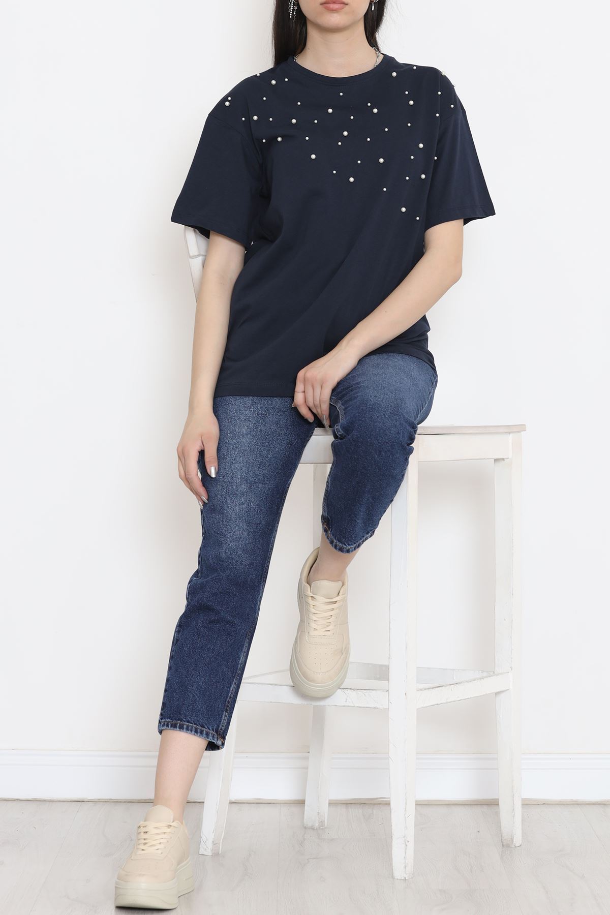 İnci Detaylı Bluz Lacivert - 152435.1824.