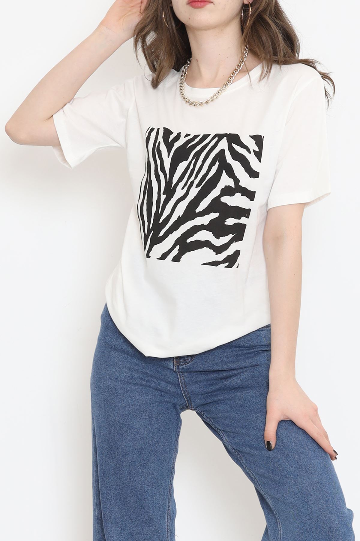 Panel Baskılı Pamuk Tişört Siyah - 873.1019.