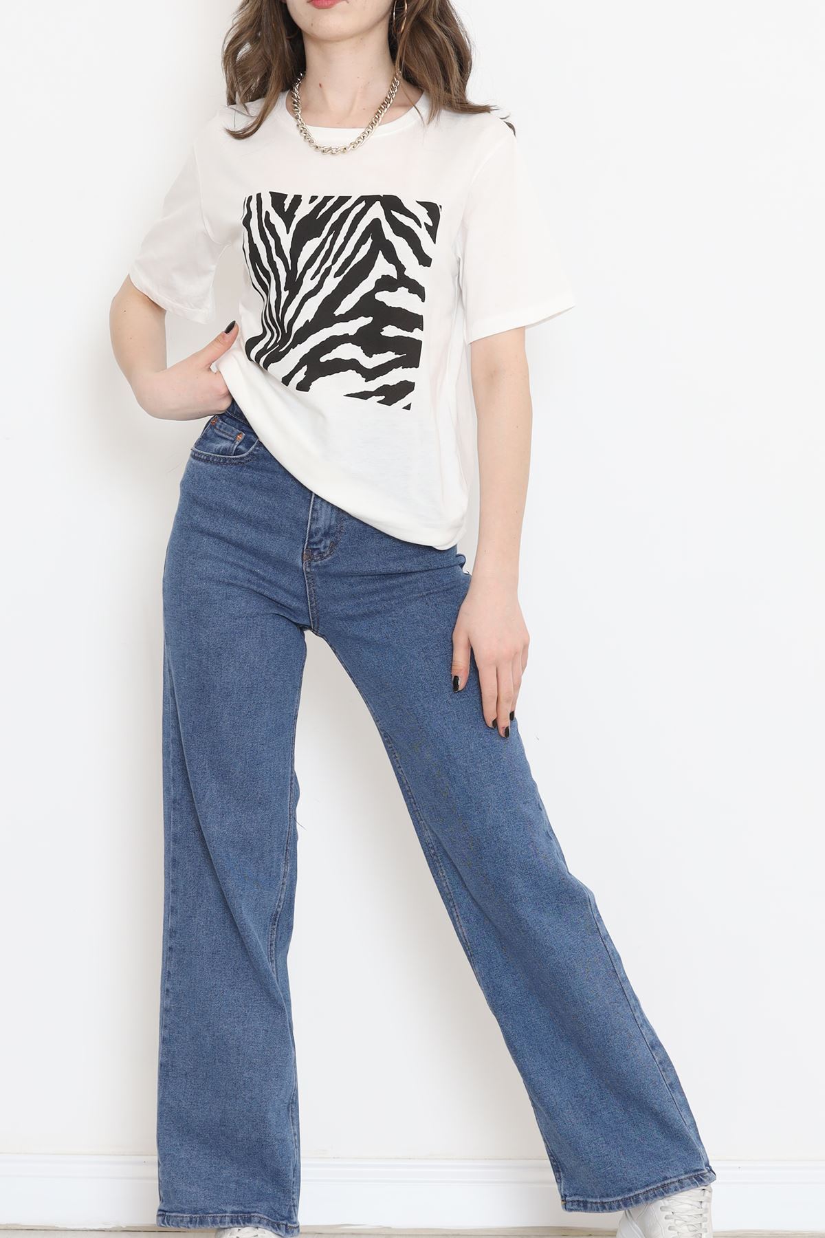 Panel Baskılı Pamuk Tişört Siyah - 873.1019.