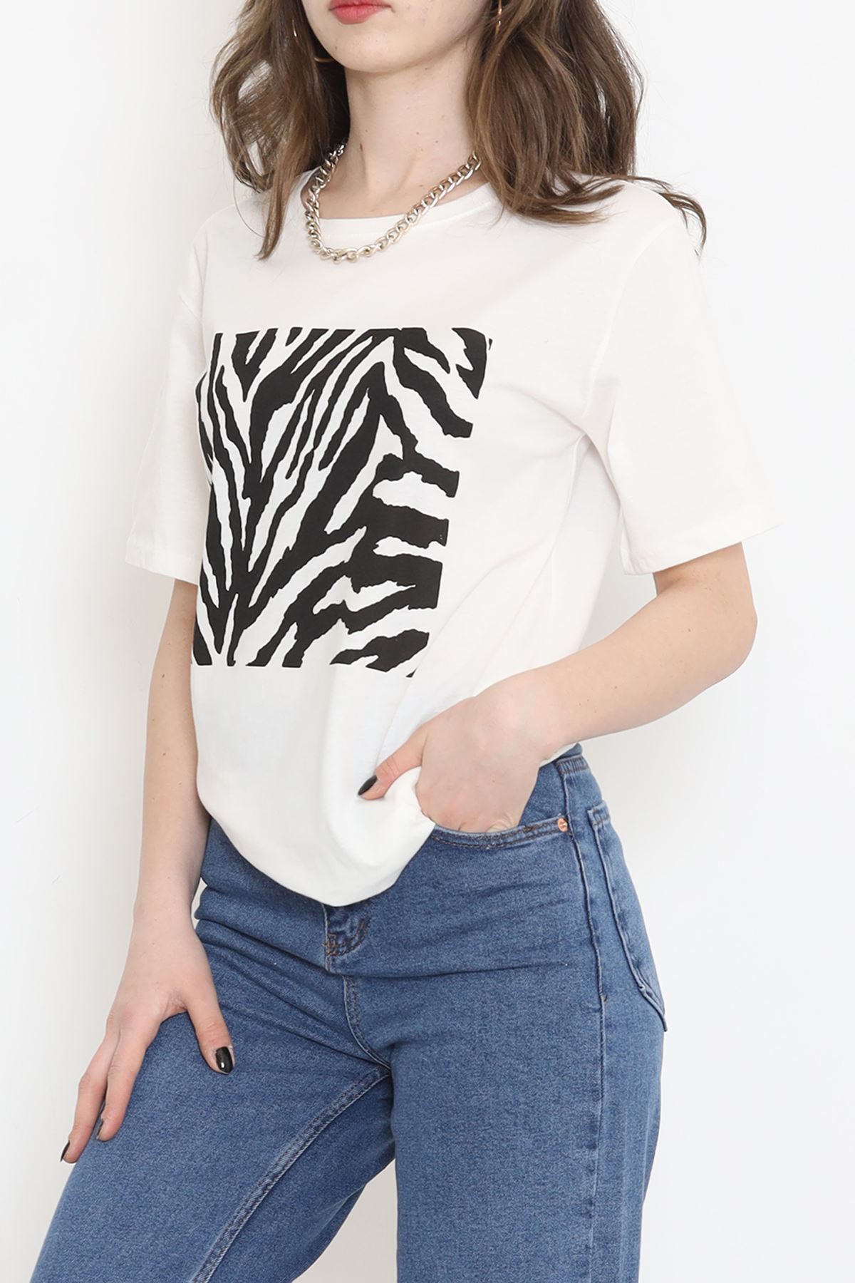 Panel Baskılı Pamuk Tişört Siyah - 873.1019.