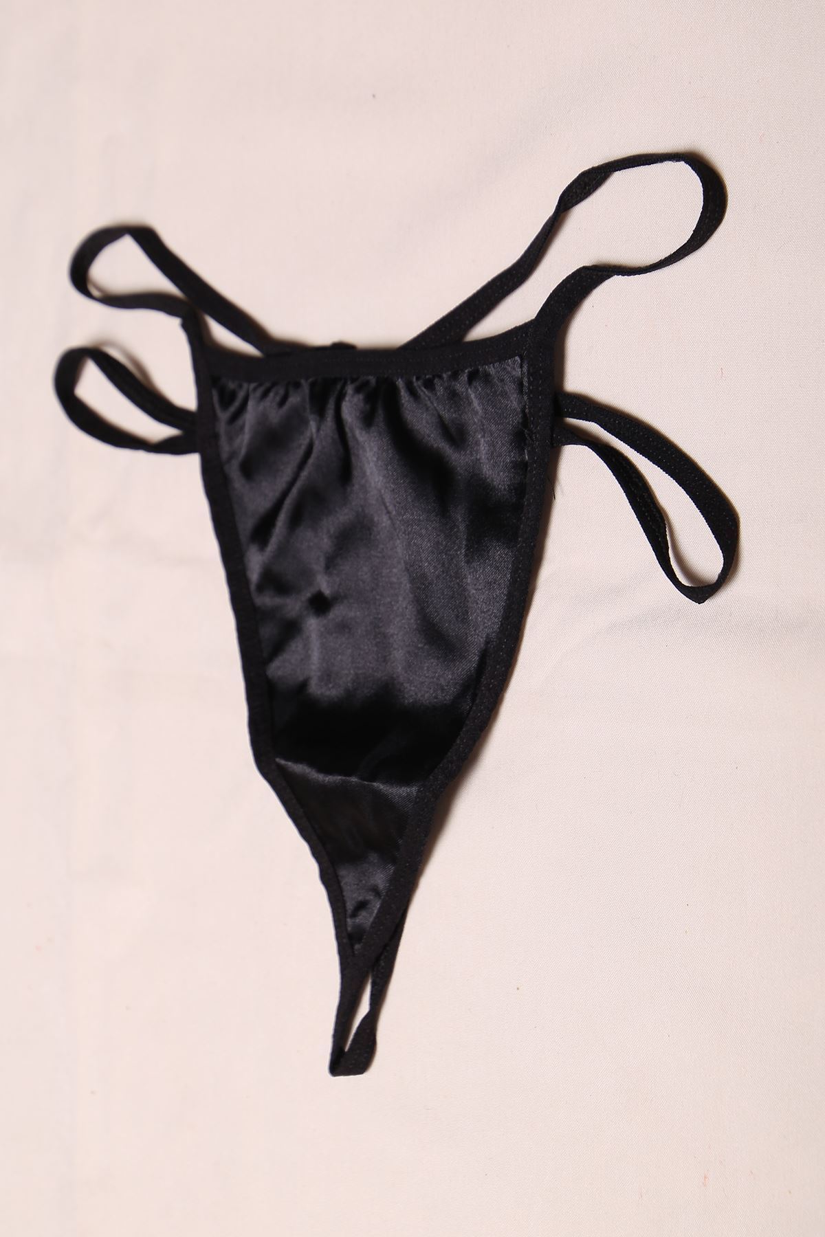 Çift İpli Saten Tanga Siyah - 1125.1364.