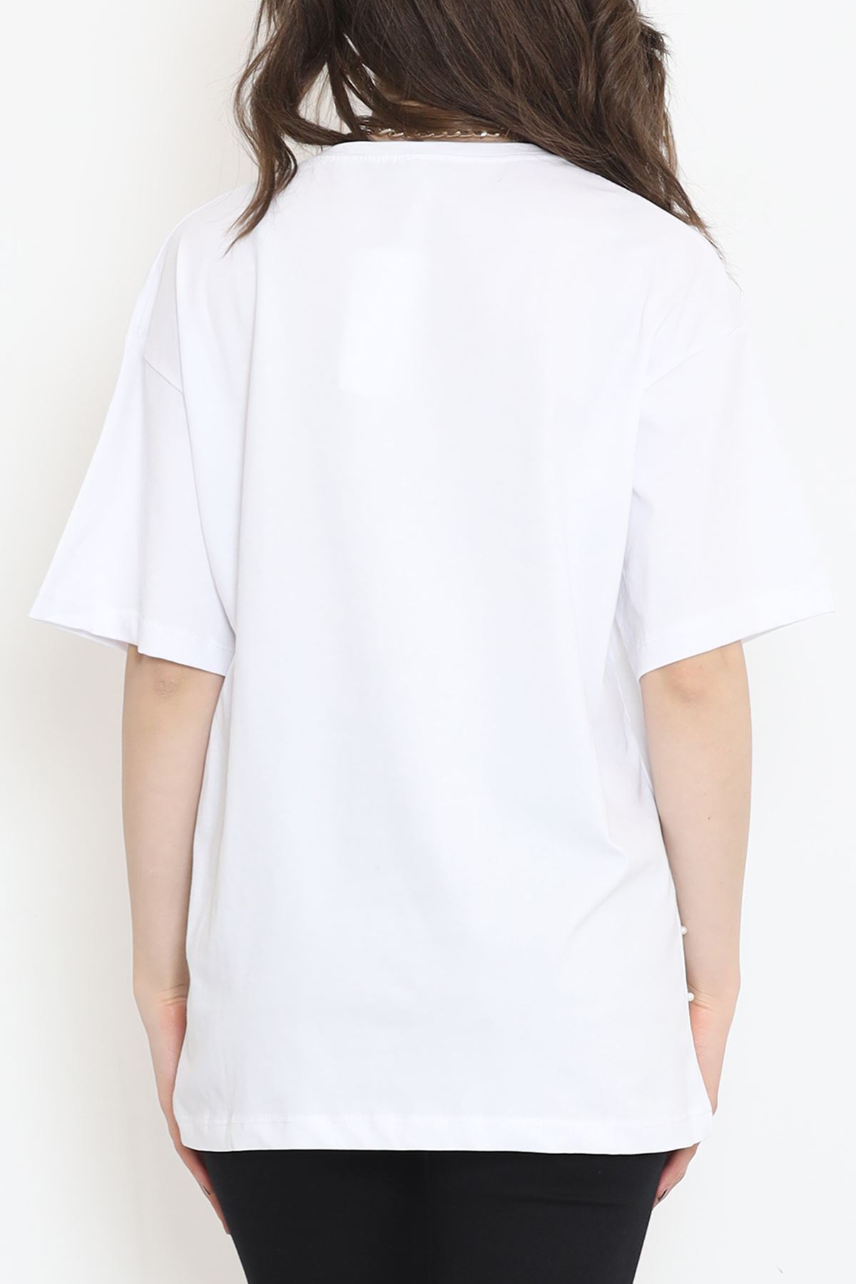 İnci Detaylı Tişört Beyaz - 152436.1824.