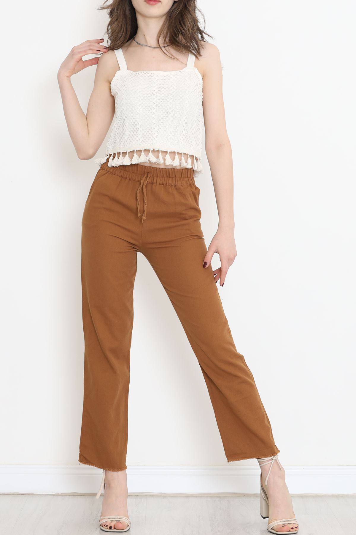 Püsküllü Örgü Crop Krem - 152407.224.