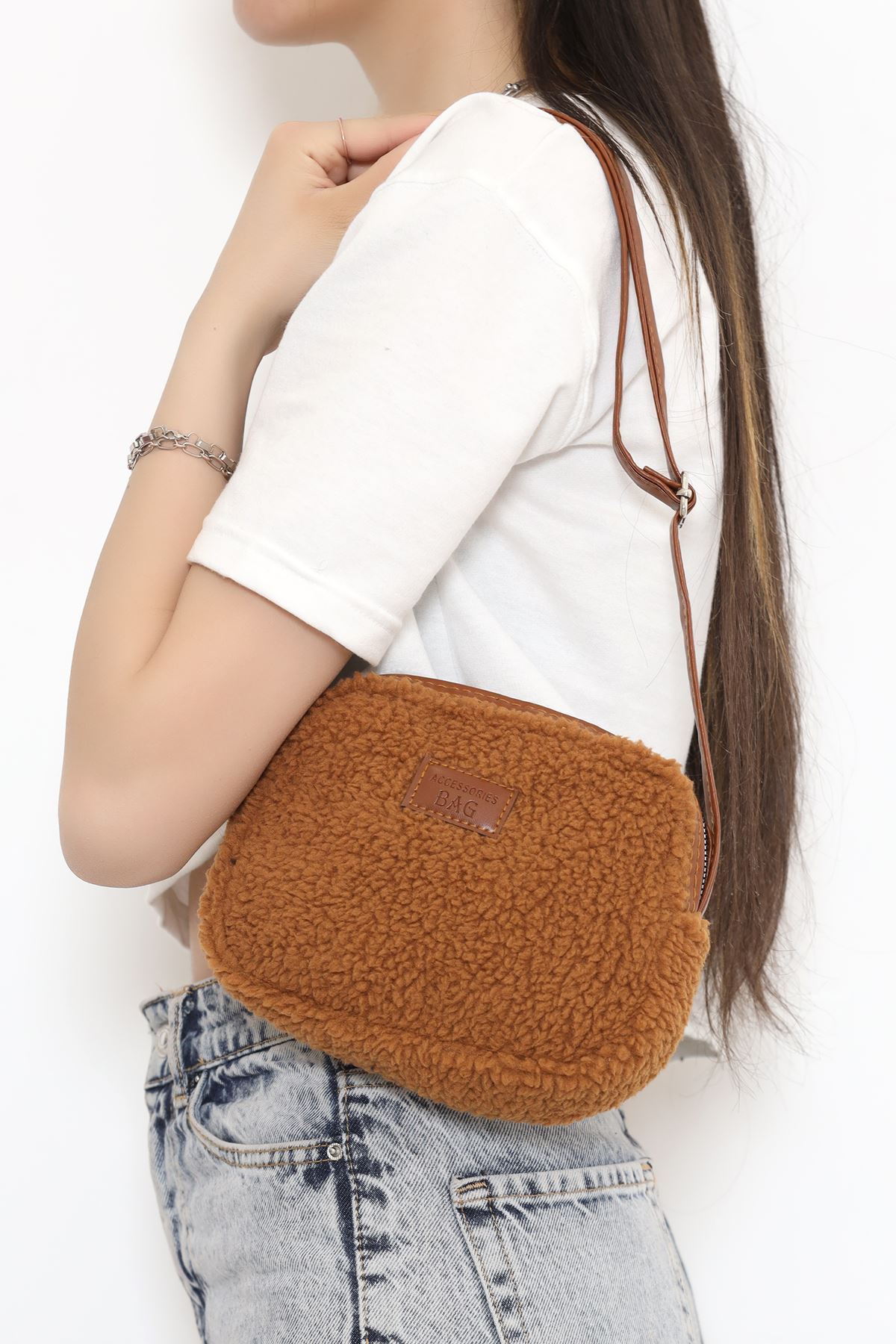 Peluş Çapraz Çanta Taba - 17340.1624.