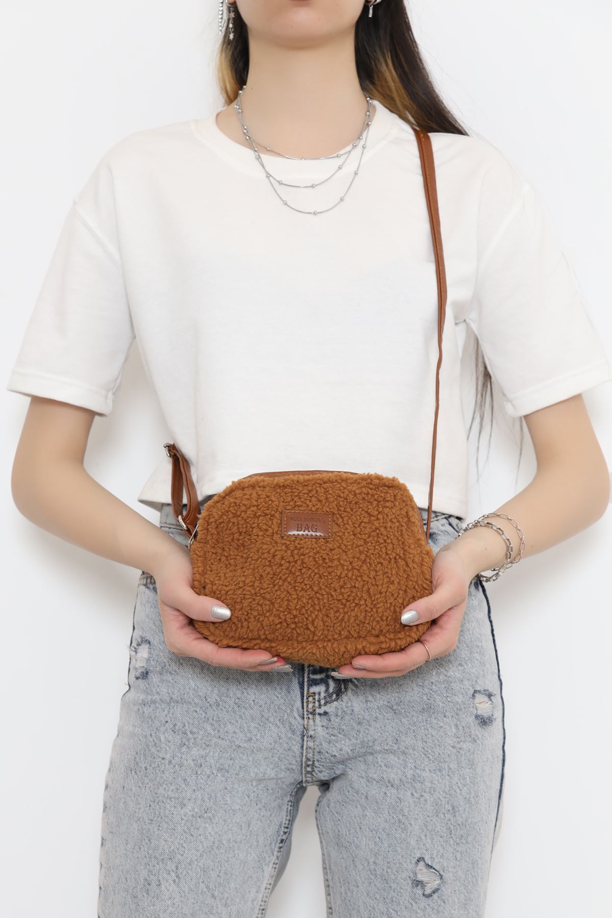 Peluş Çapraz Çanta Taba - 17340.1624.