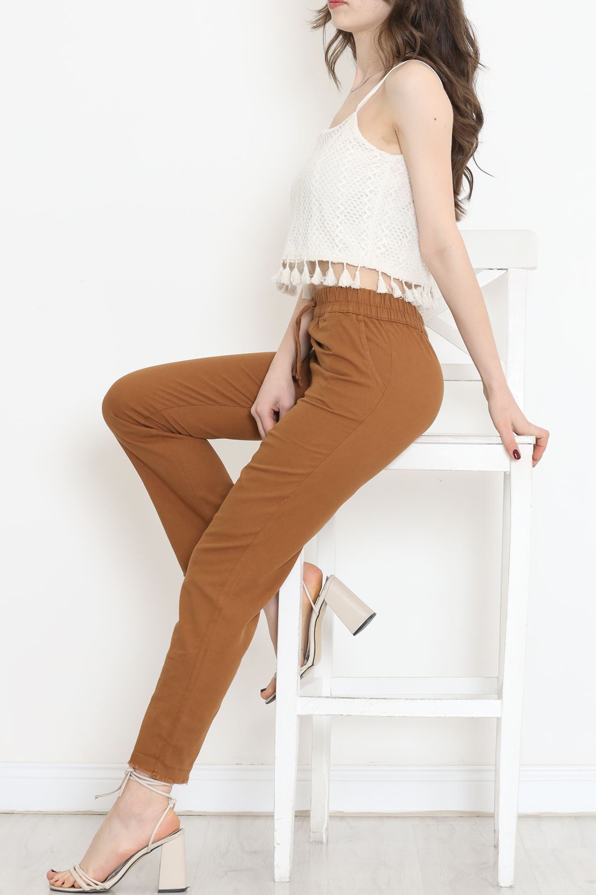 Püsküllü Örgü Crop Krem - 152407.224.