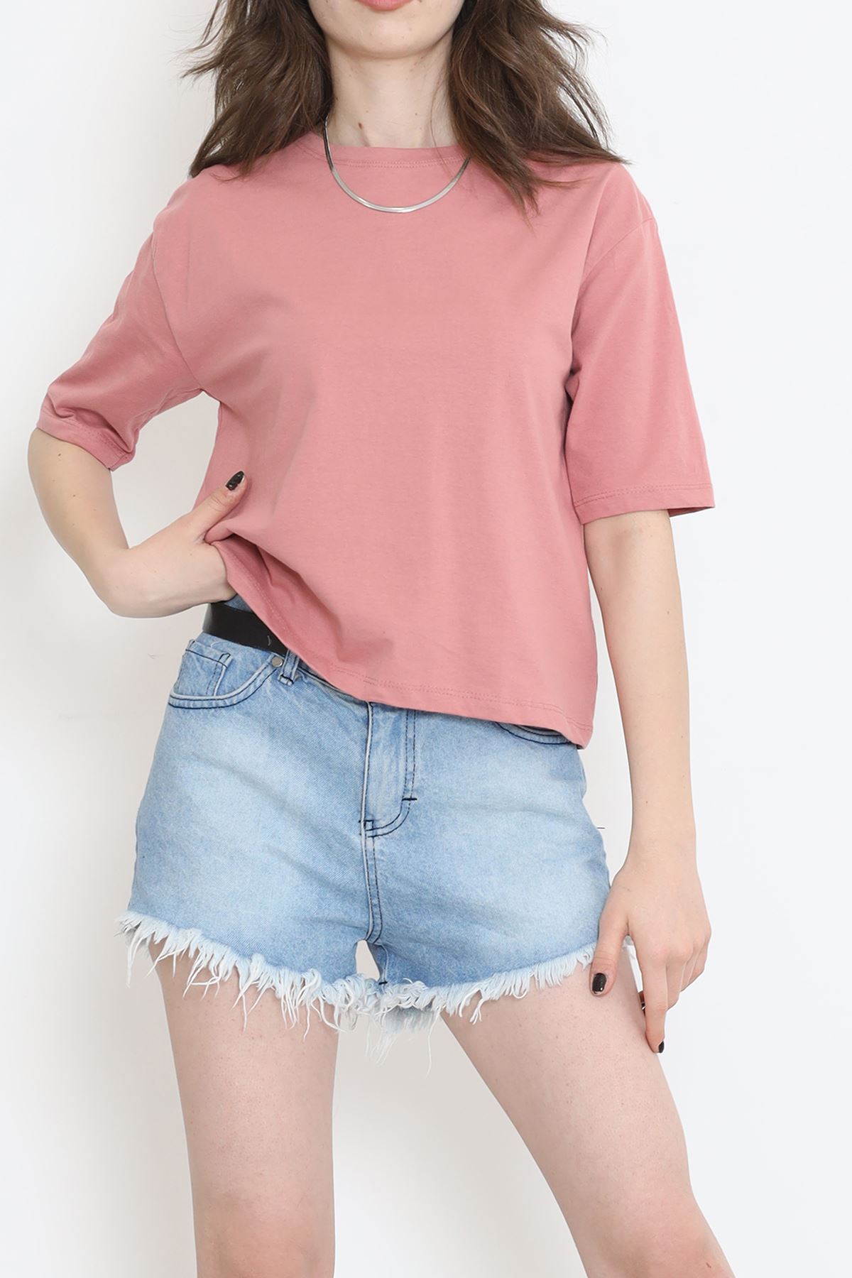 Süprem Crop Tişört Gülkurusu - 3648.1567.