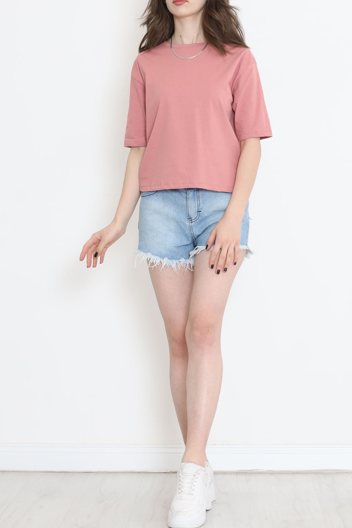 Süprem Crop Tişört Gülkurusu - 3648.1567.