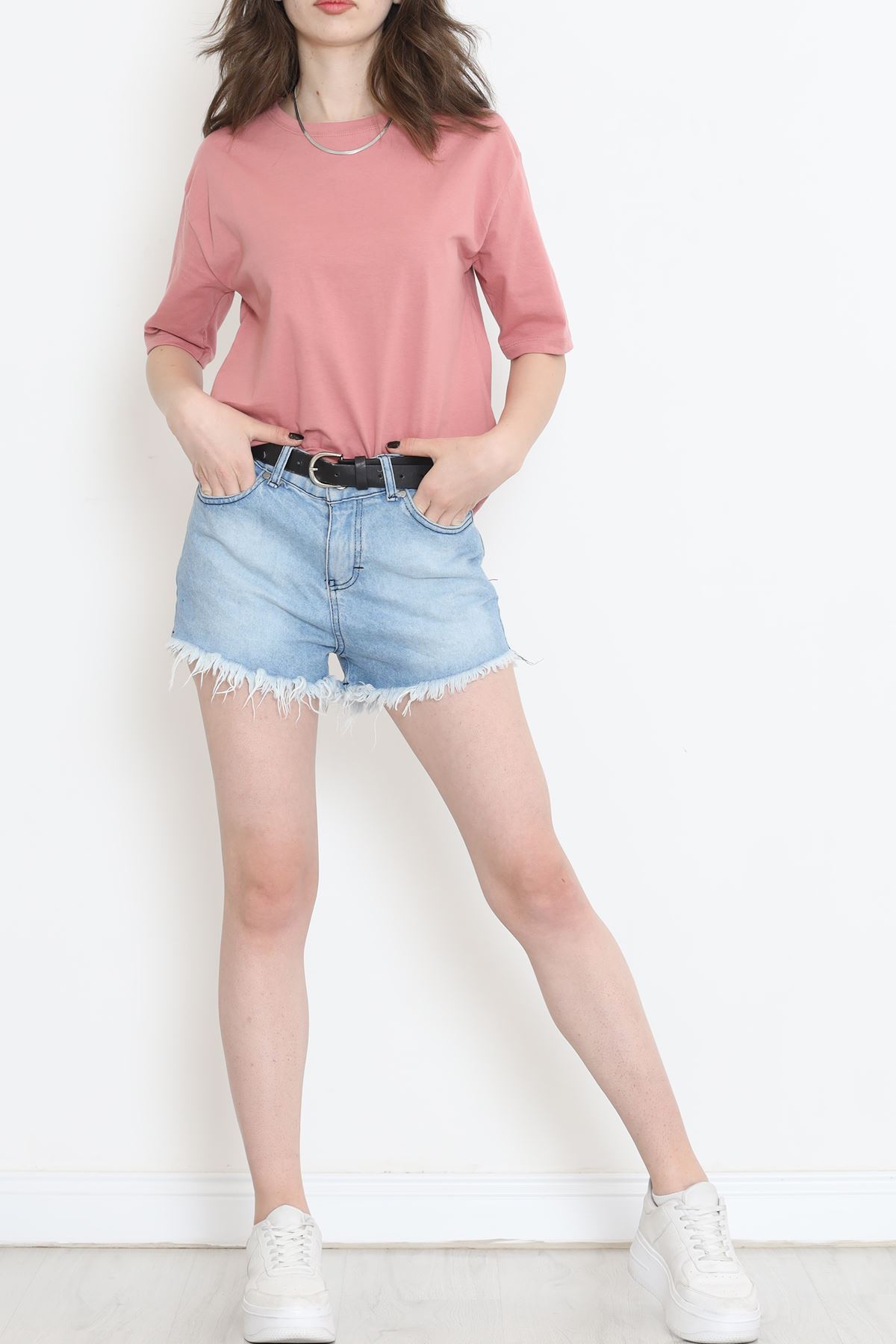 Süprem Crop Tişört Gülkurusu - 3648.1567.