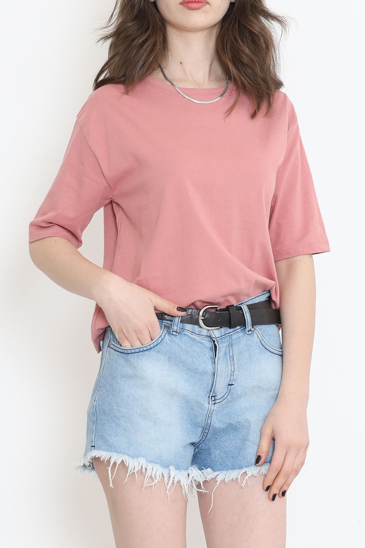 Süprem Crop Tişört Gülkurusu - 3648.1567.