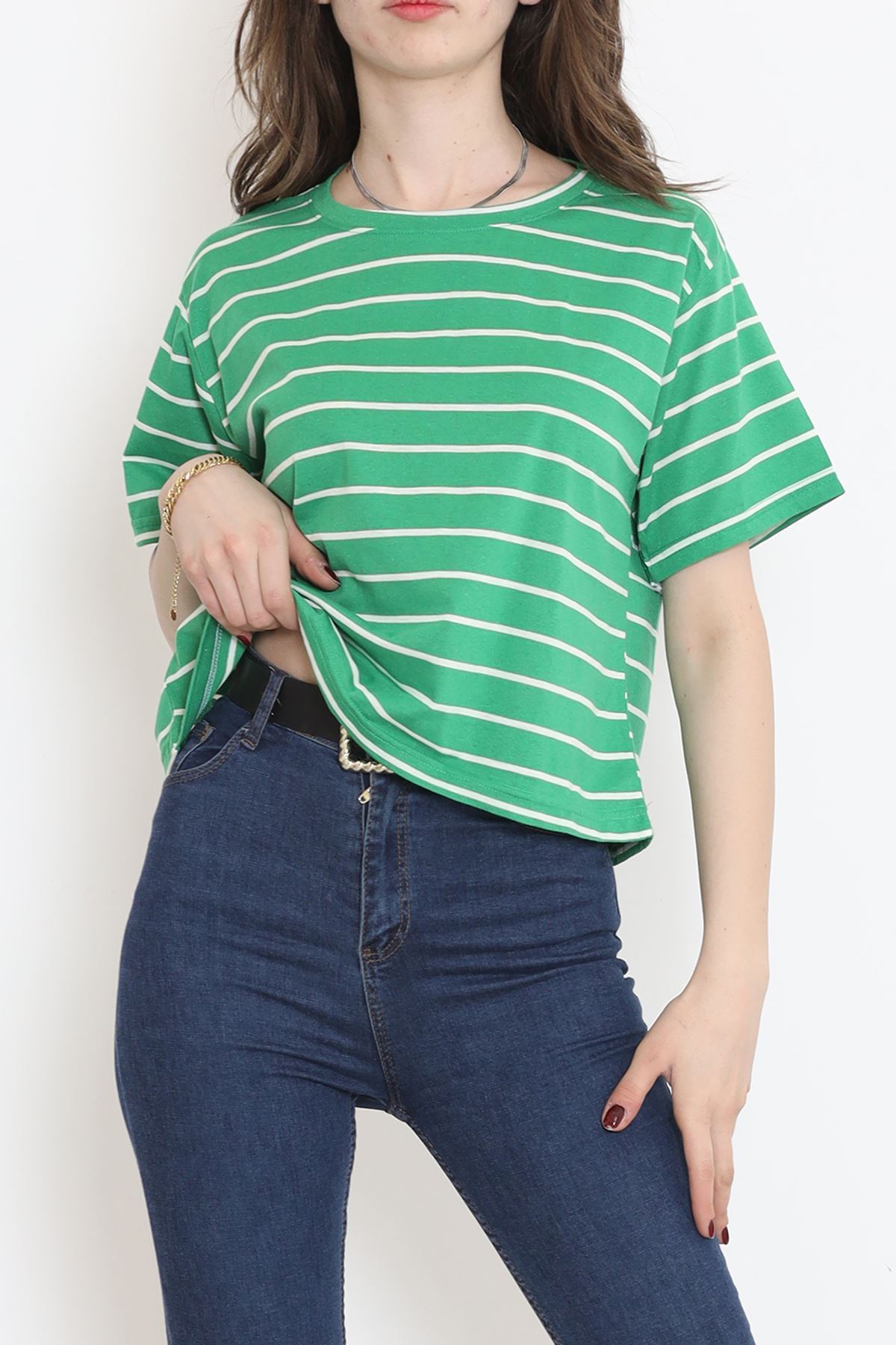 Çizgili Crop Tişört Benetton  - 9525.1567.