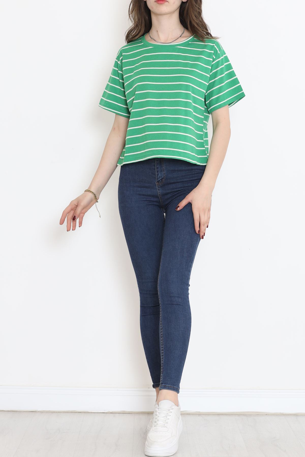 Çizgili Crop Tişört Benetton  - 9525.1567.