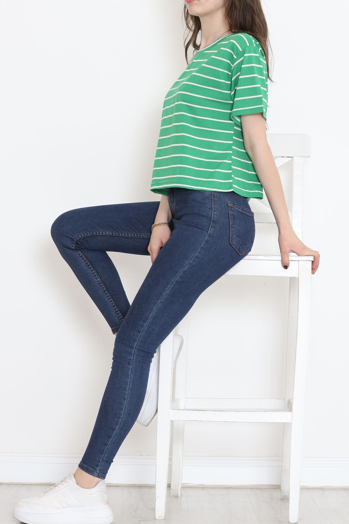 Çizgili Crop Tişört Benetton  - 9525.1567.