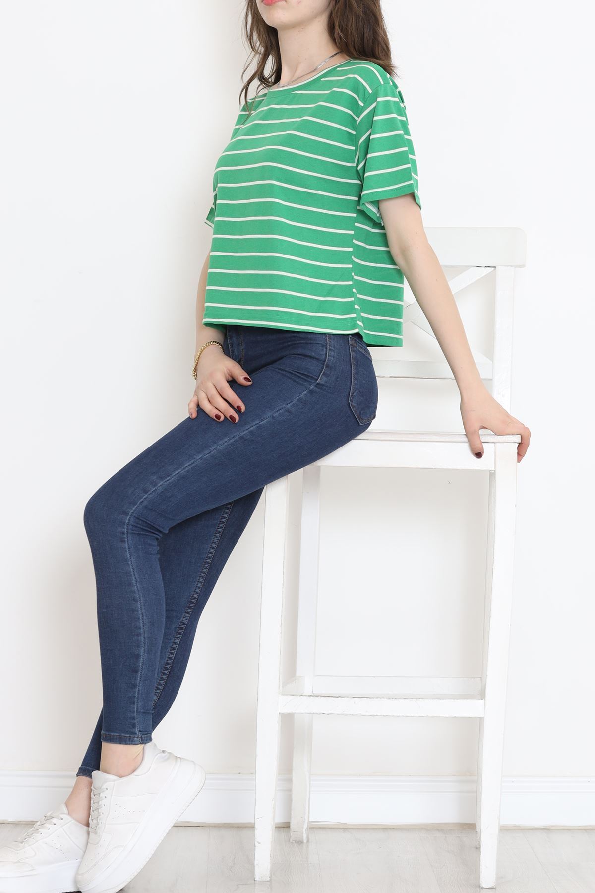 Çizgili Crop Tişört Benetton  - 9525.1567.