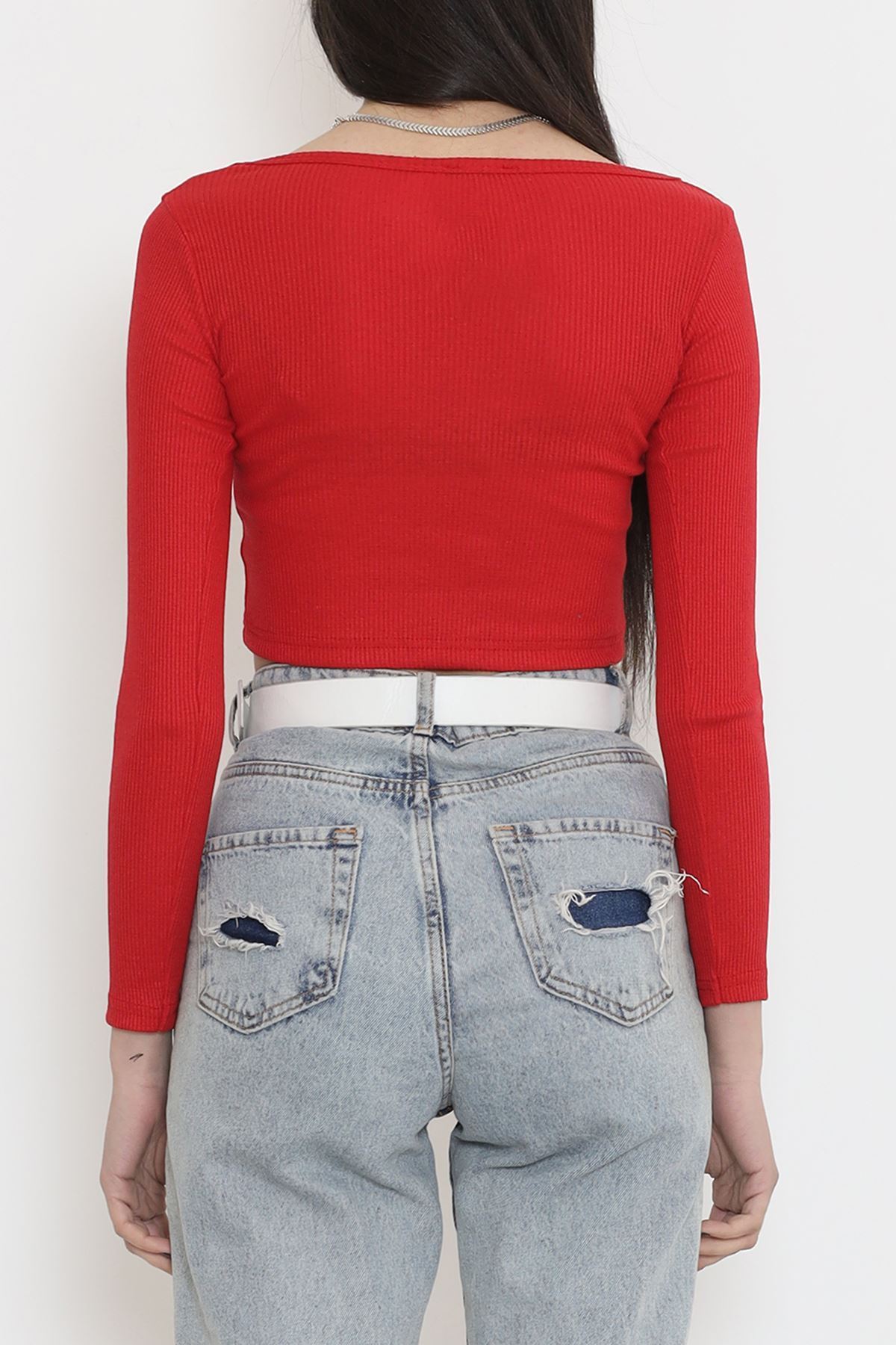 Büzgü Detaylı Bluz Kırmızı - 15940.1567.