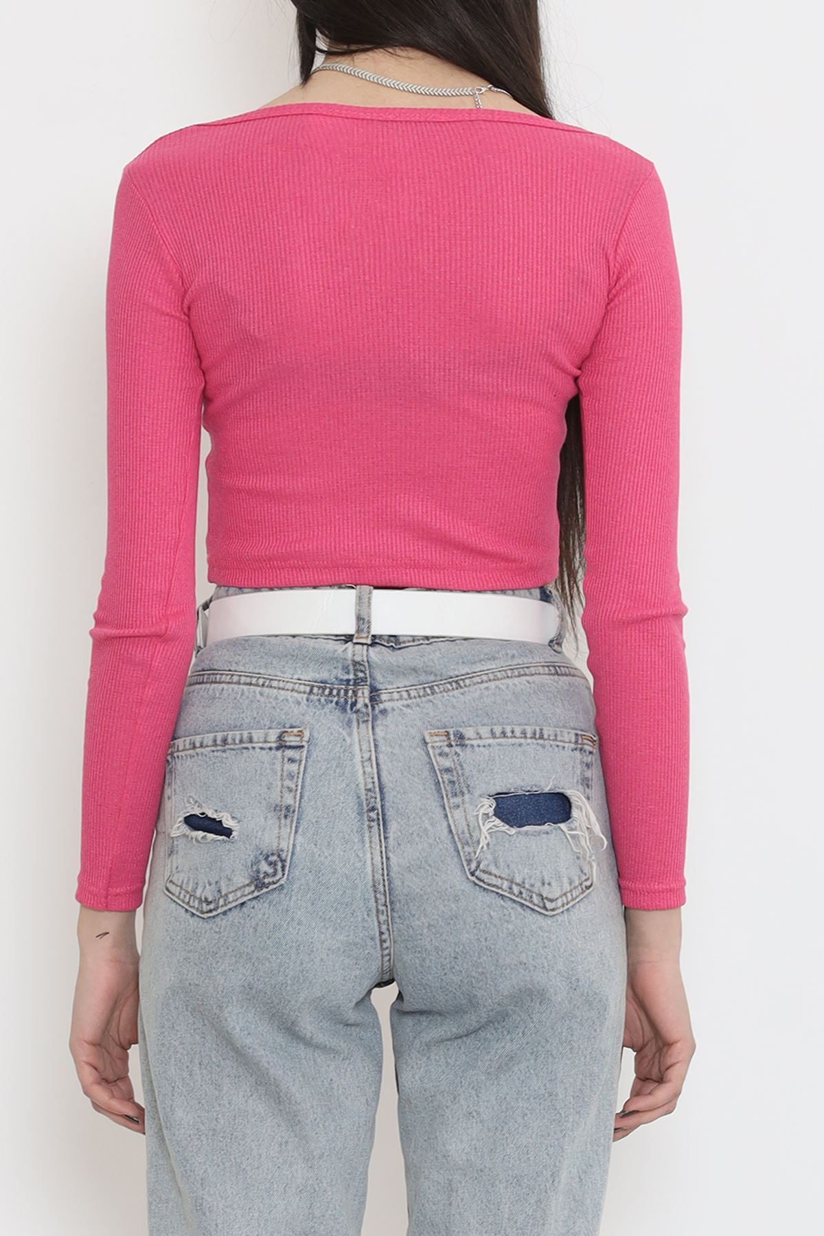 Büzgü Detaylı Bluz Fuşya - 15940.1567.