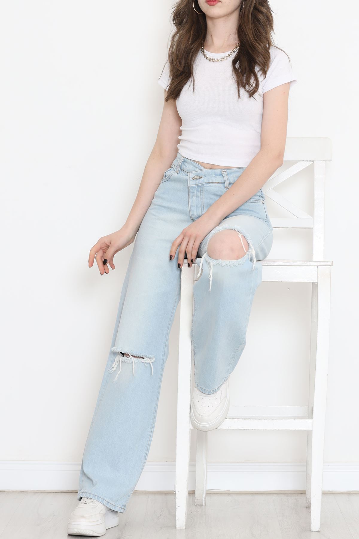 Lazerli Palazzo Kot Pantolon Buzmavi - 18254.1831.