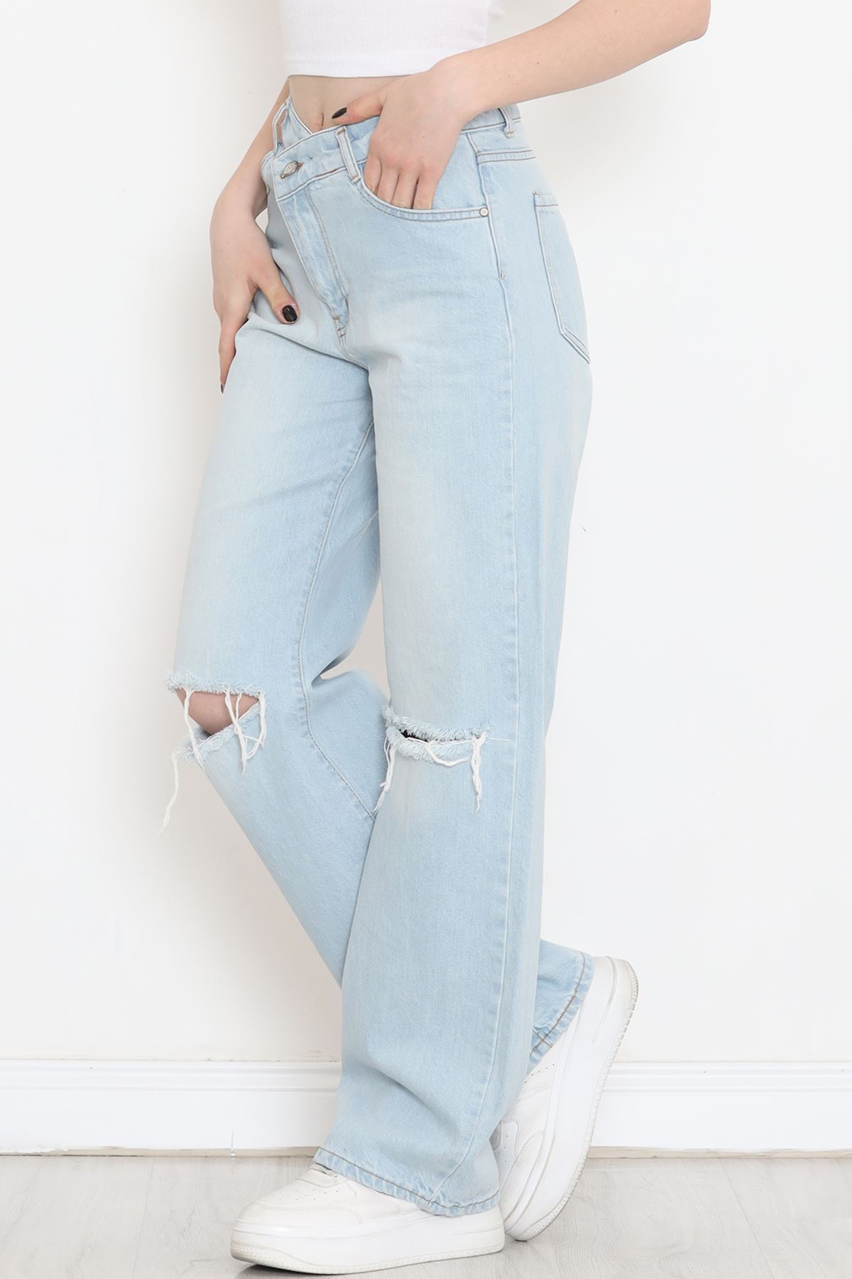 Lazerli Palazzo Kot Pantolon Buzmavi - 18254.1831.