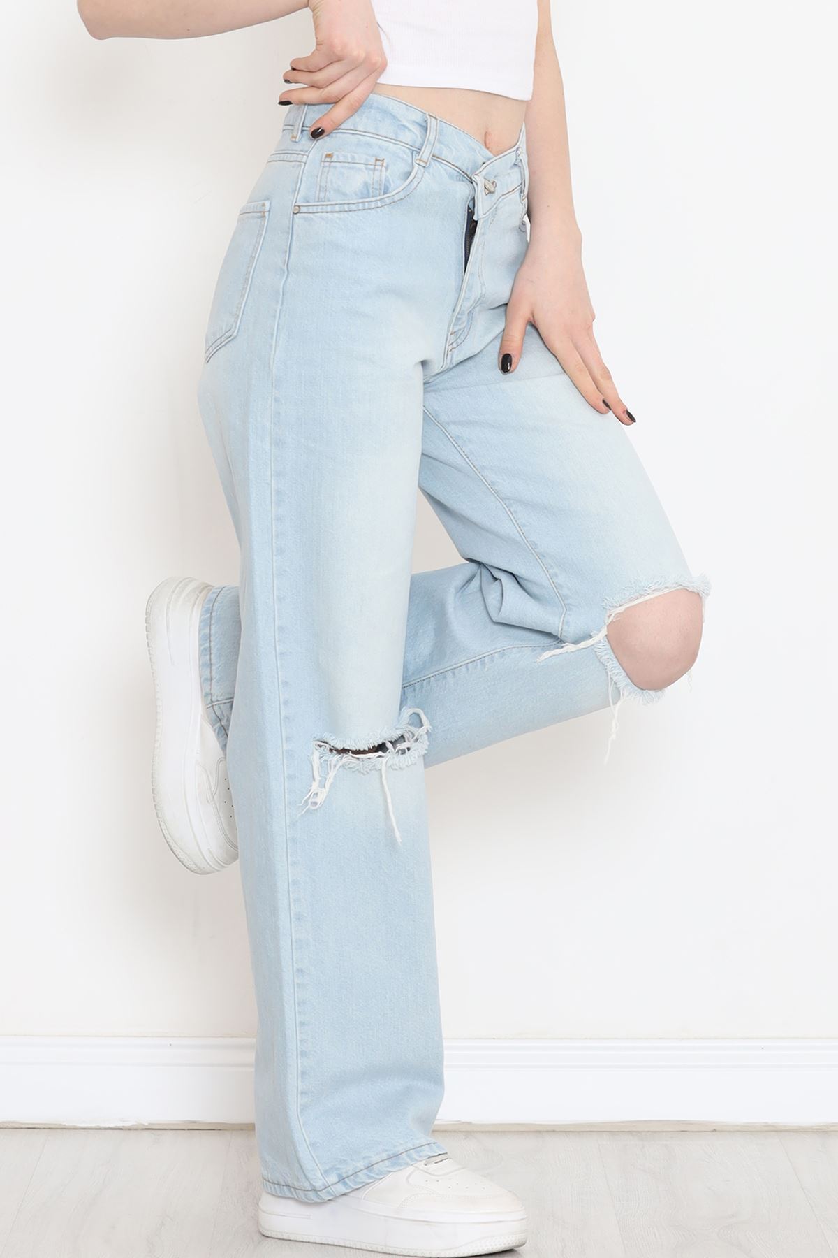 Lazerli Palazzo Kot Pantolon Buzmavi - 18254.1831.