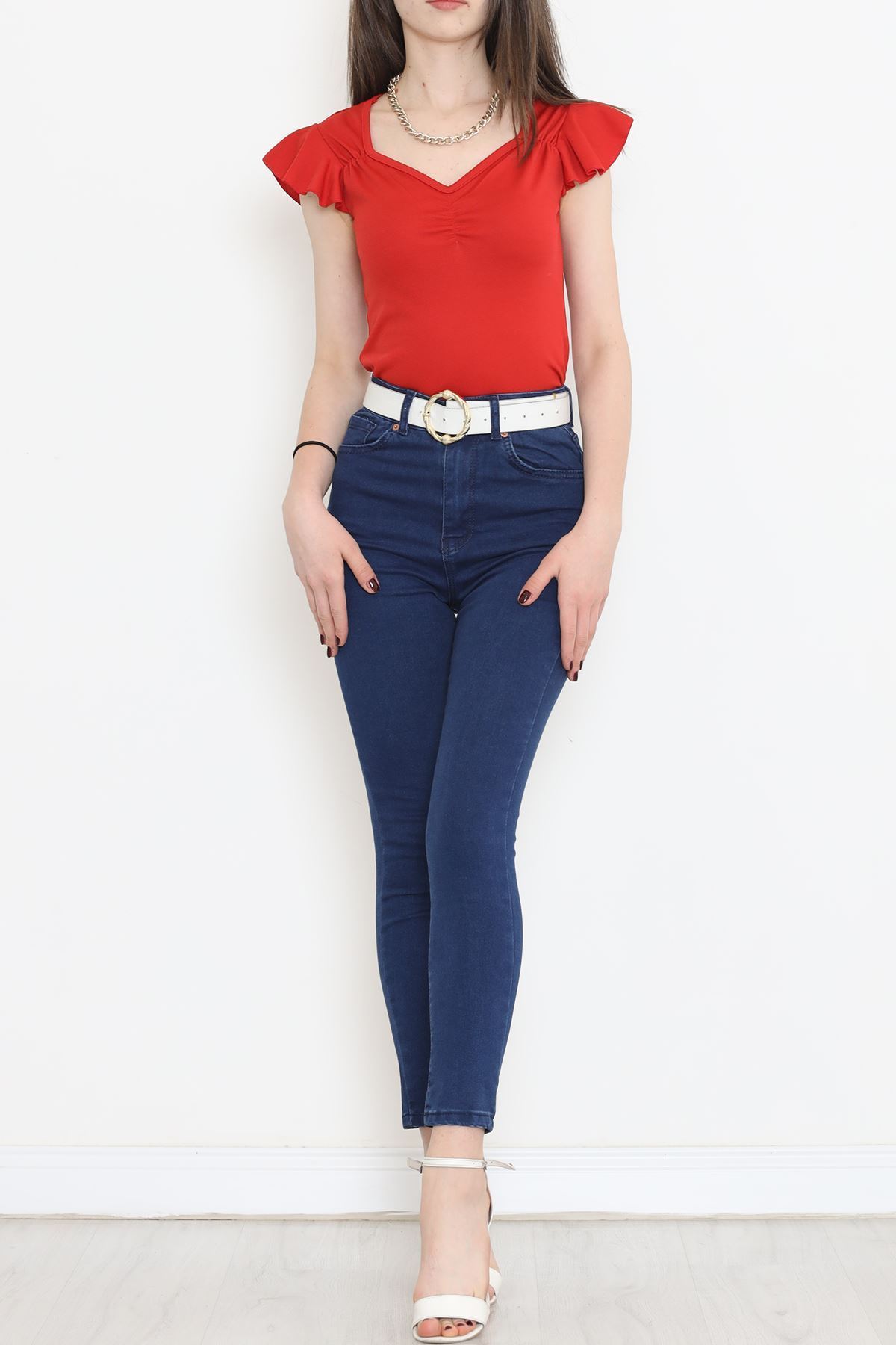 V Yaka Bluz Kırmızı - 12225.631.