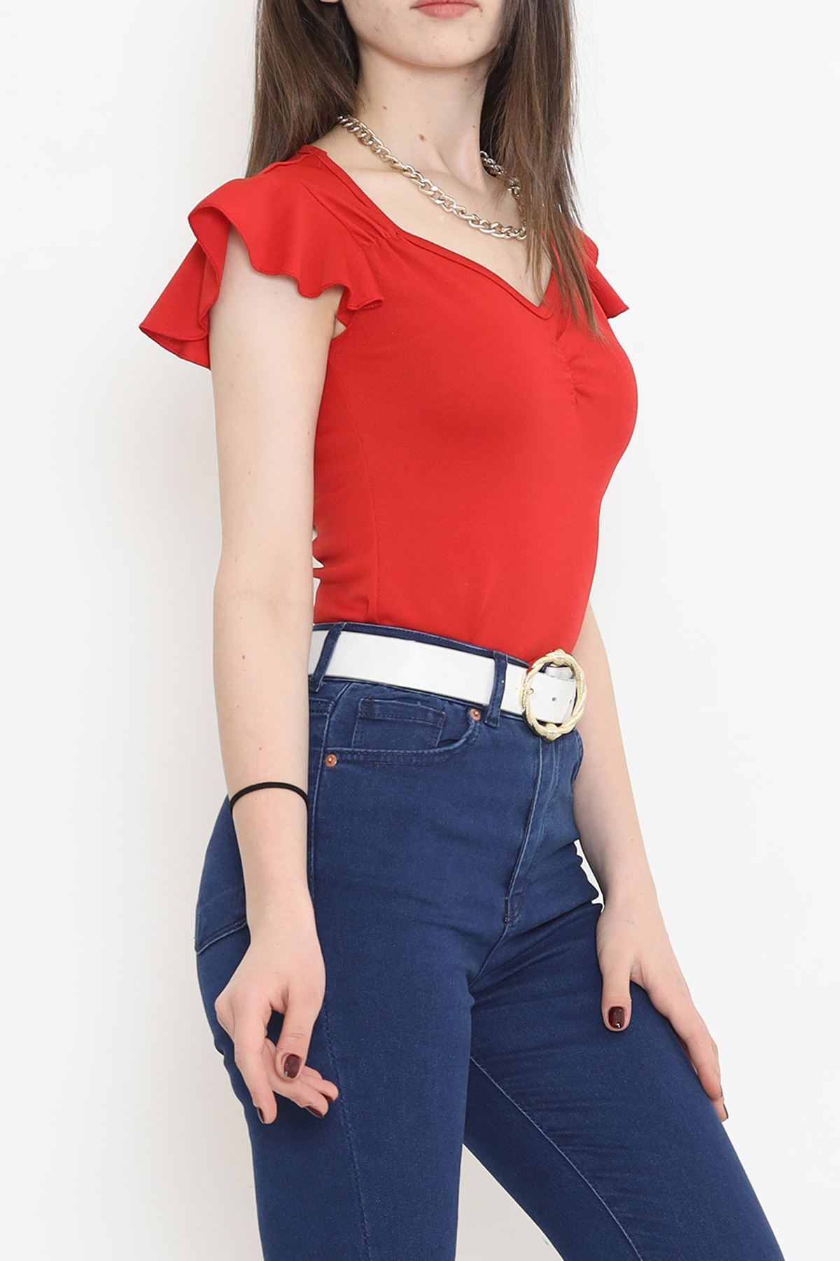 V Yaka Bluz Kırmızı - 12225.631.
