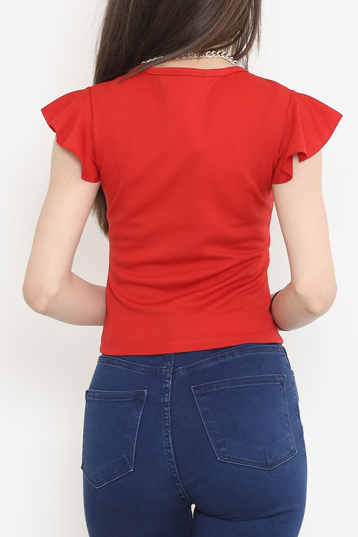 V Yaka Bluz Kırmızı - 12225.631.