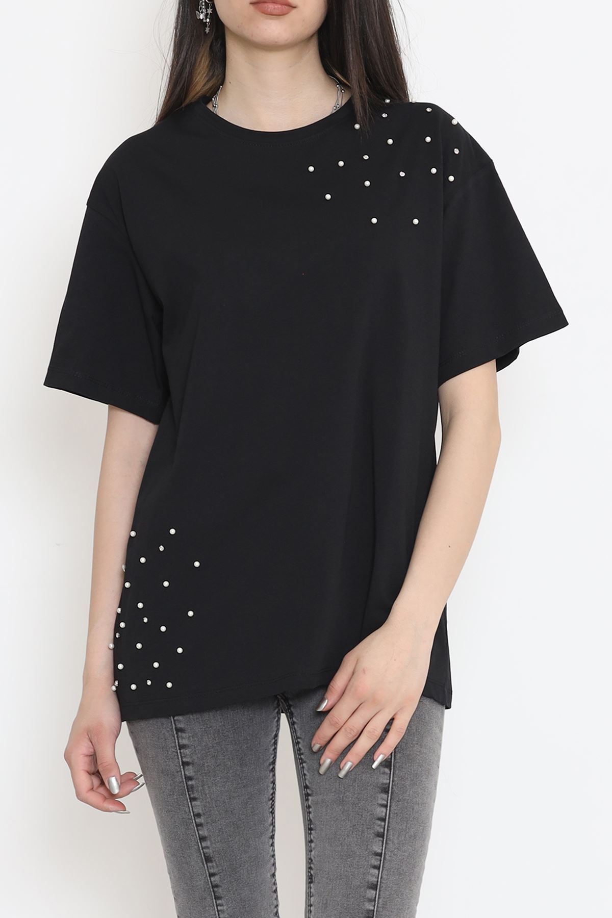 İnci Detaylı Tişört Siyah - 152436.1824.