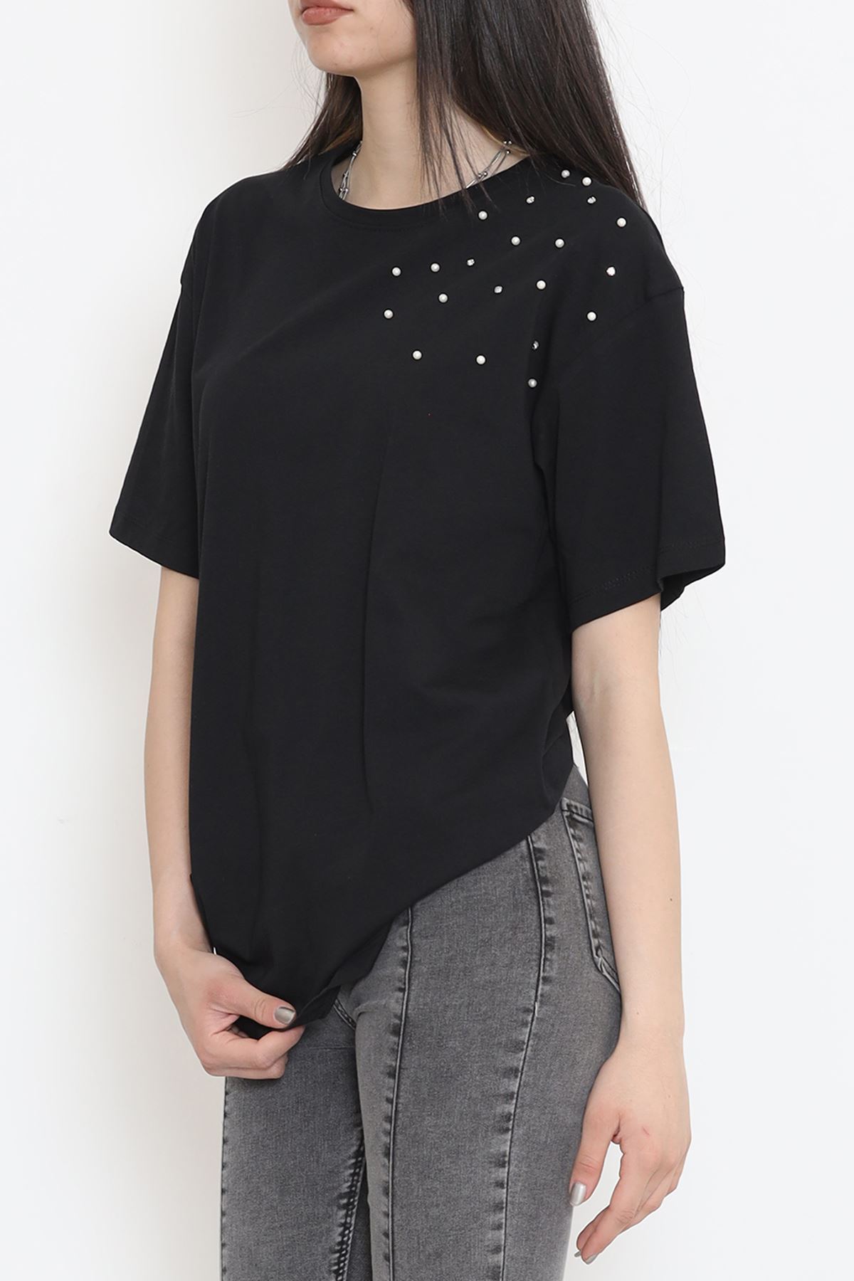 İnci Detaylı Tişört Siyah - 152436.1824.