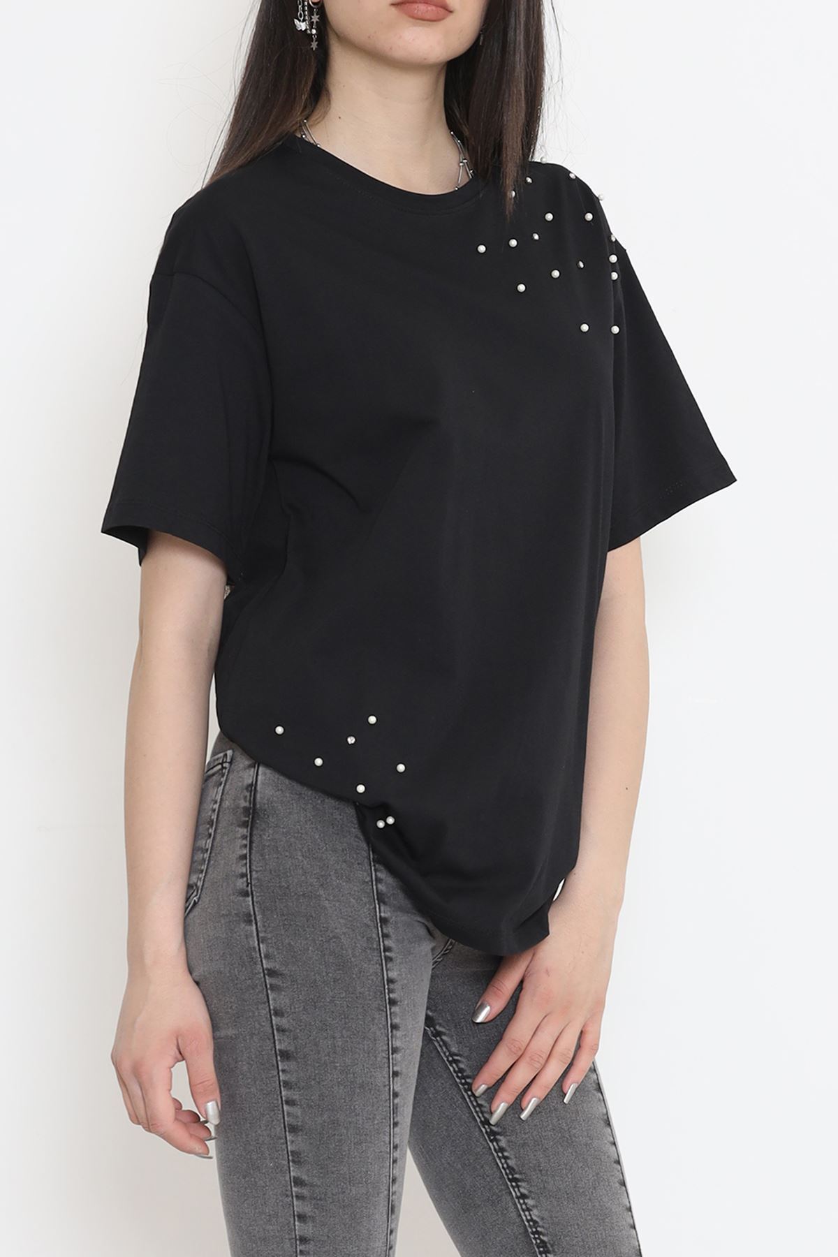 İnci Detaylı Tişört Siyah - 152436.1824.