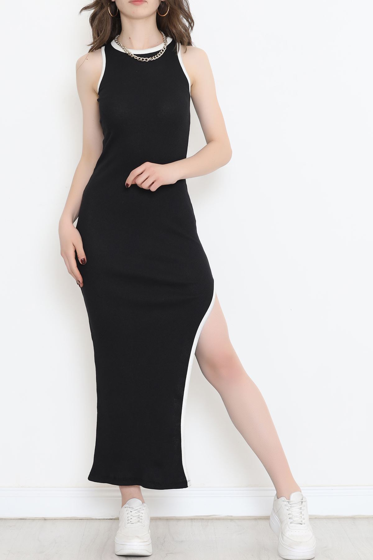 Kaşkorse Yan Biyeli Elbise Siyah - 15271.1567.