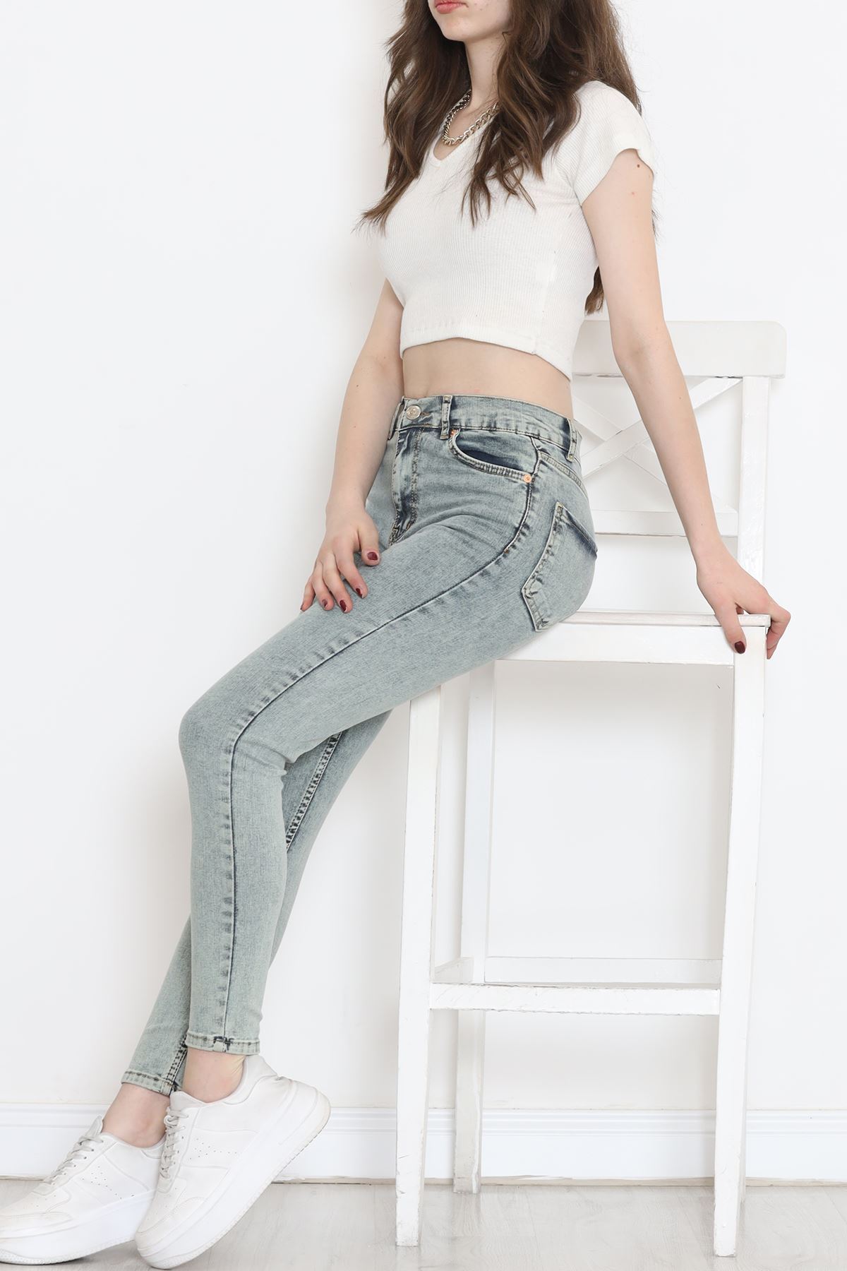 Dar Paça Kot Pantolon Yeşiltint - 18232.1431.