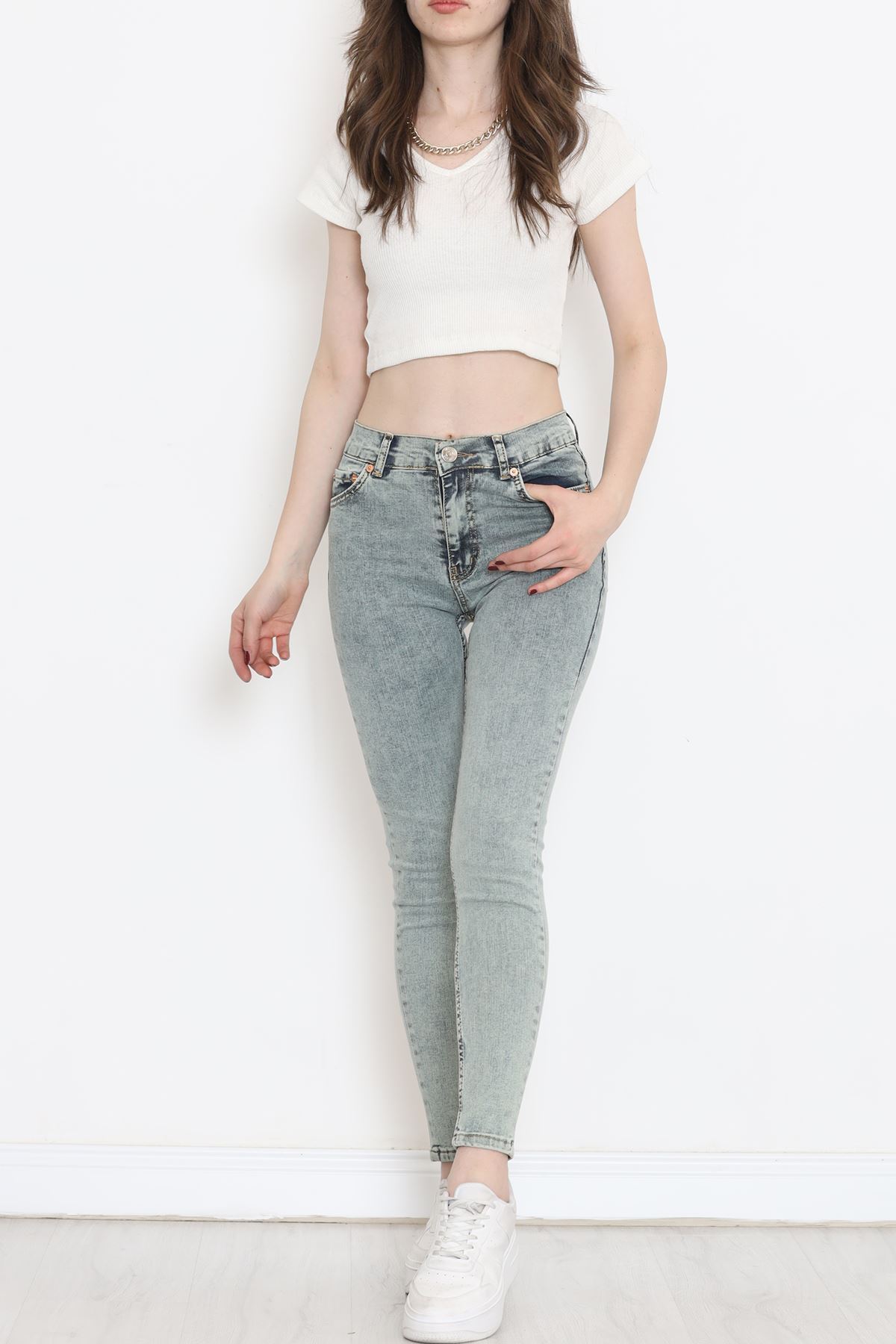 Dar Paça Kot Pantolon Yeşiltint - 18232.1431.