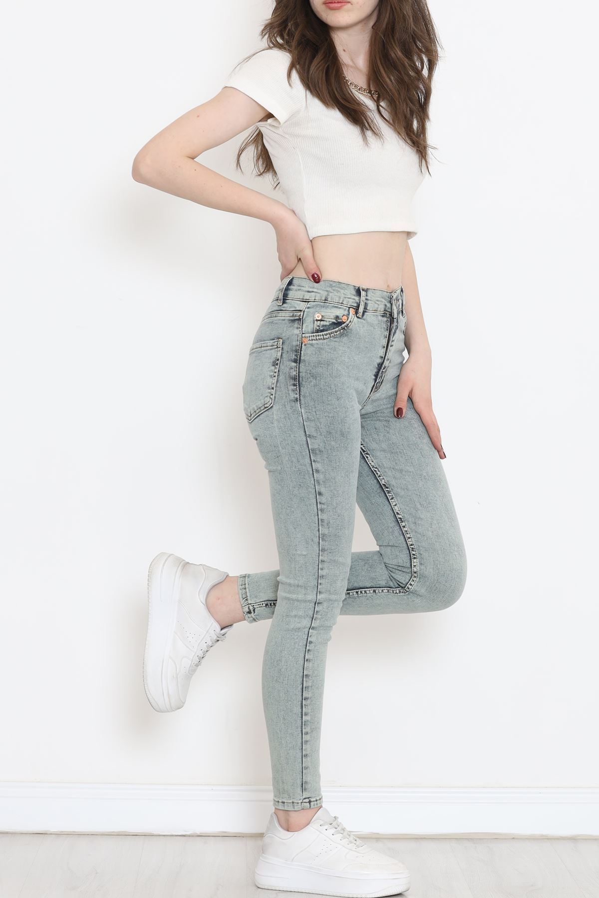 Dar Paça Kot Pantolon Yeşiltint - 18232.1431.