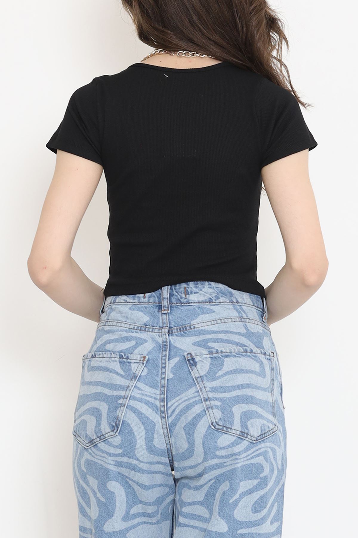 Kare Yaka Kısa Kol Body Siyah - 18180.1723.