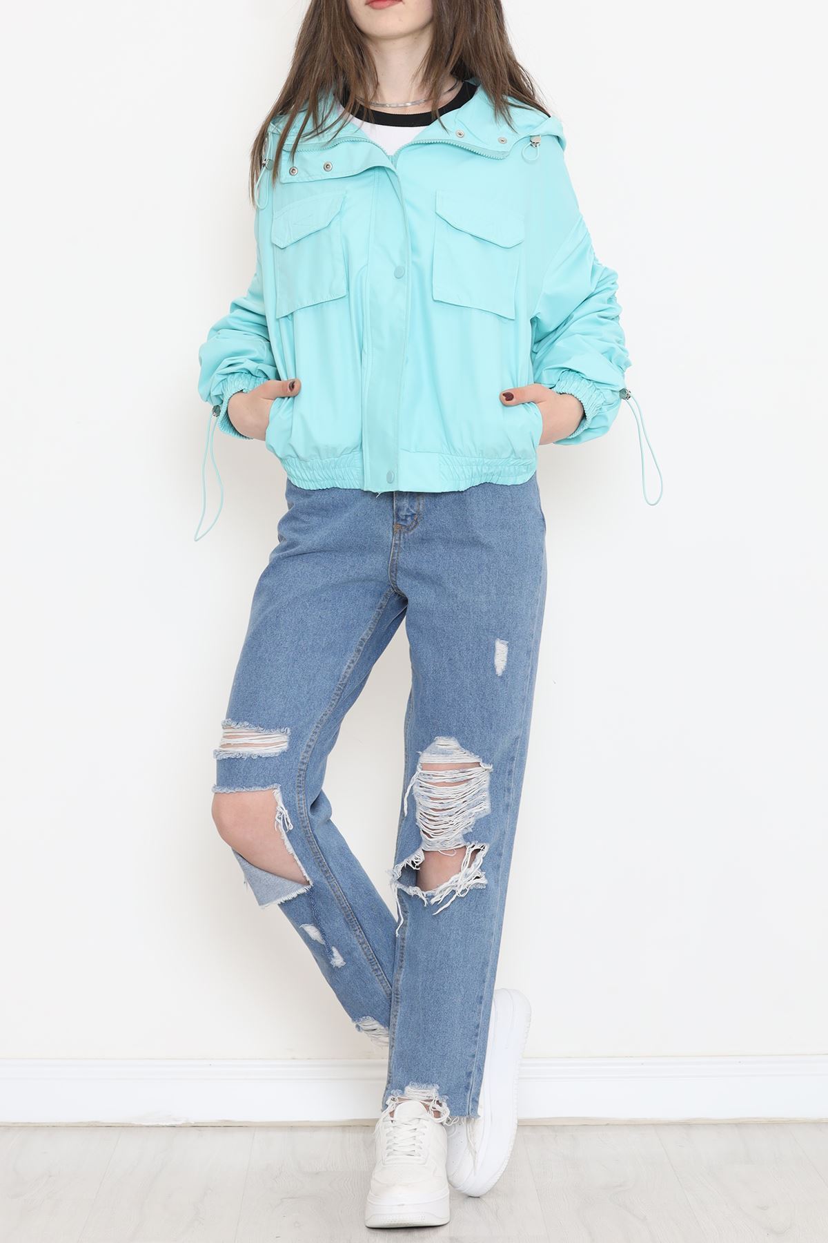 Büzgülü Yağmurluk Mint - 1428.1367.