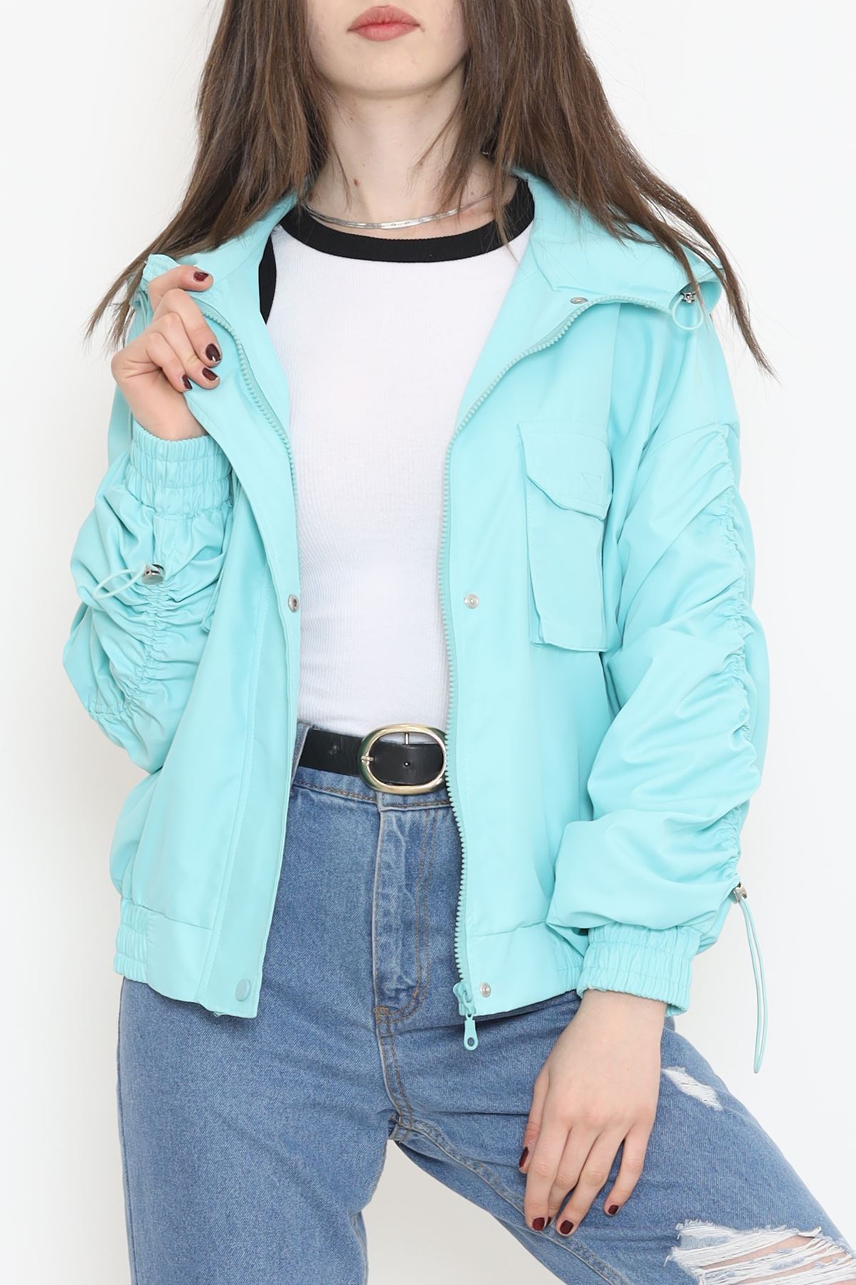 Büzgülü Yağmurluk Mint - 1428.1367.